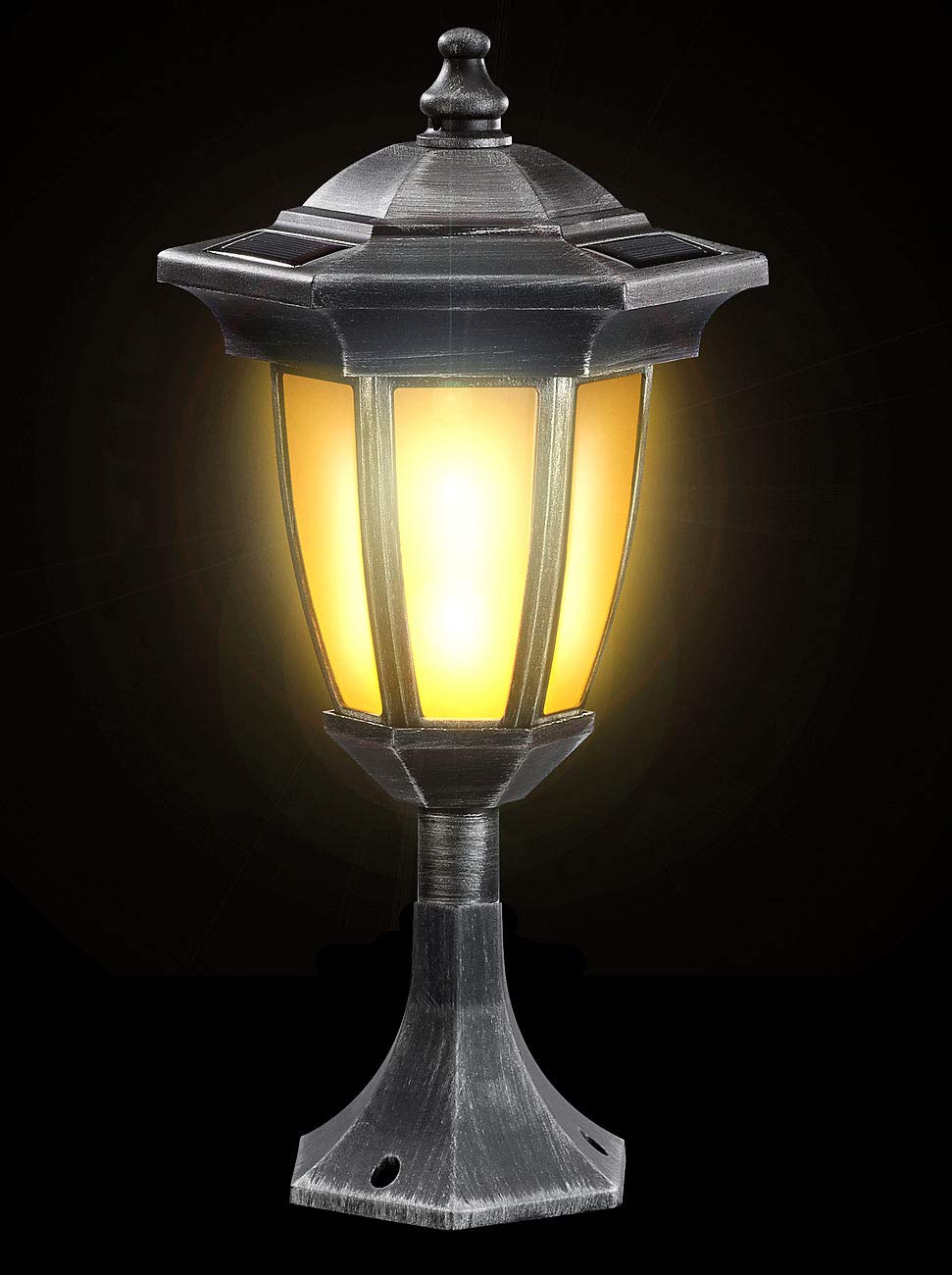 Lunartec Außenlampe: 2er-Set Solar-LED-Stand- & Wandlaternen mit Flammeneffekt, IP44 (Solarleuchte Gartendeko, Solarleuchte mit Flammeneffekt, Flamme)