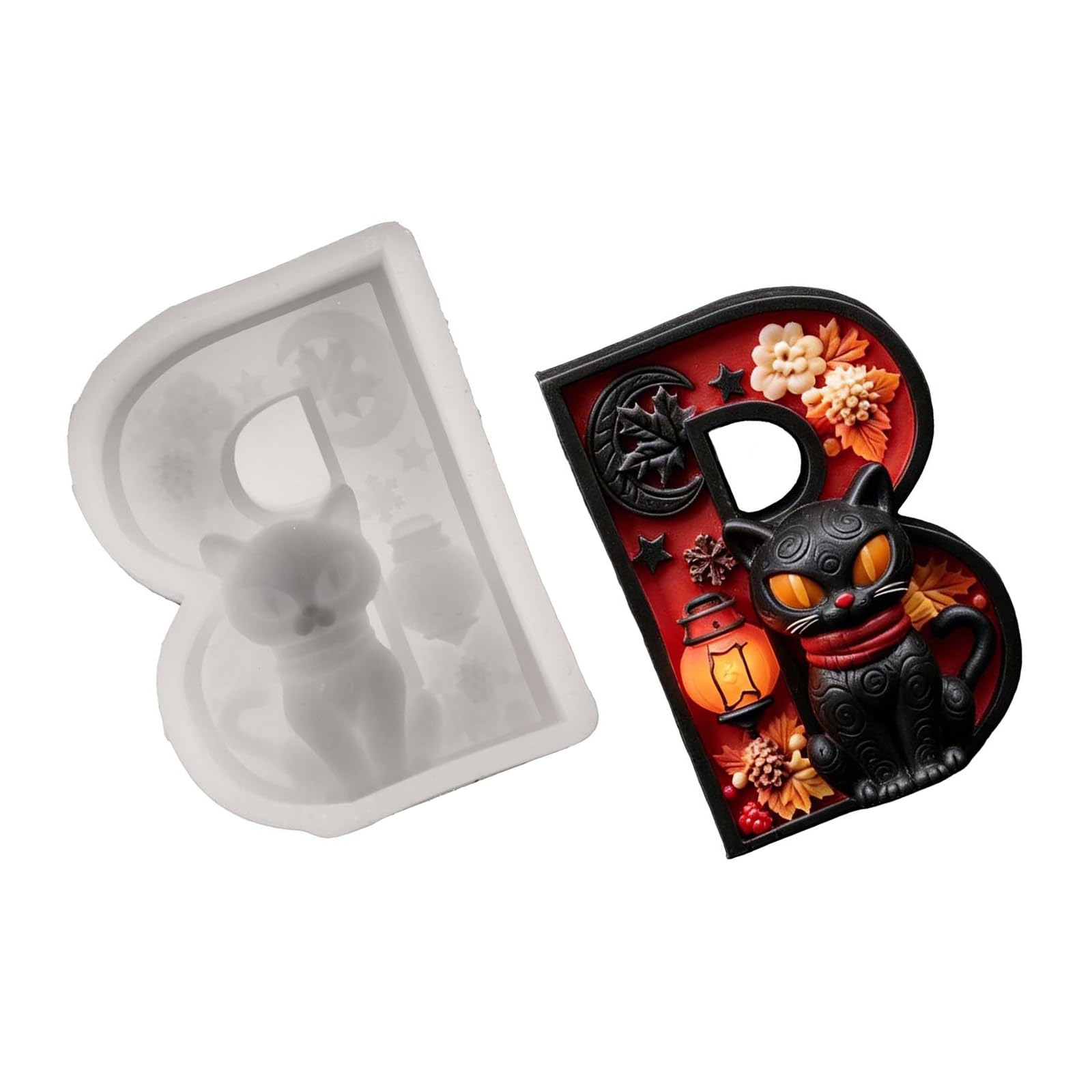 Shntig Halloween Themed Silicone Mold Black Letter B Shape Silicone Mold for Making and Soap Epoxy Resin Art Candlewax Cast Novices