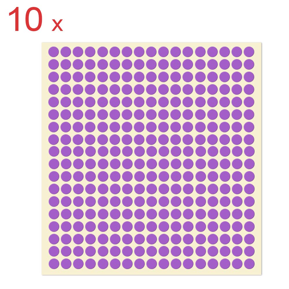 10x Dot Stickers Paper Circle Labels Purple