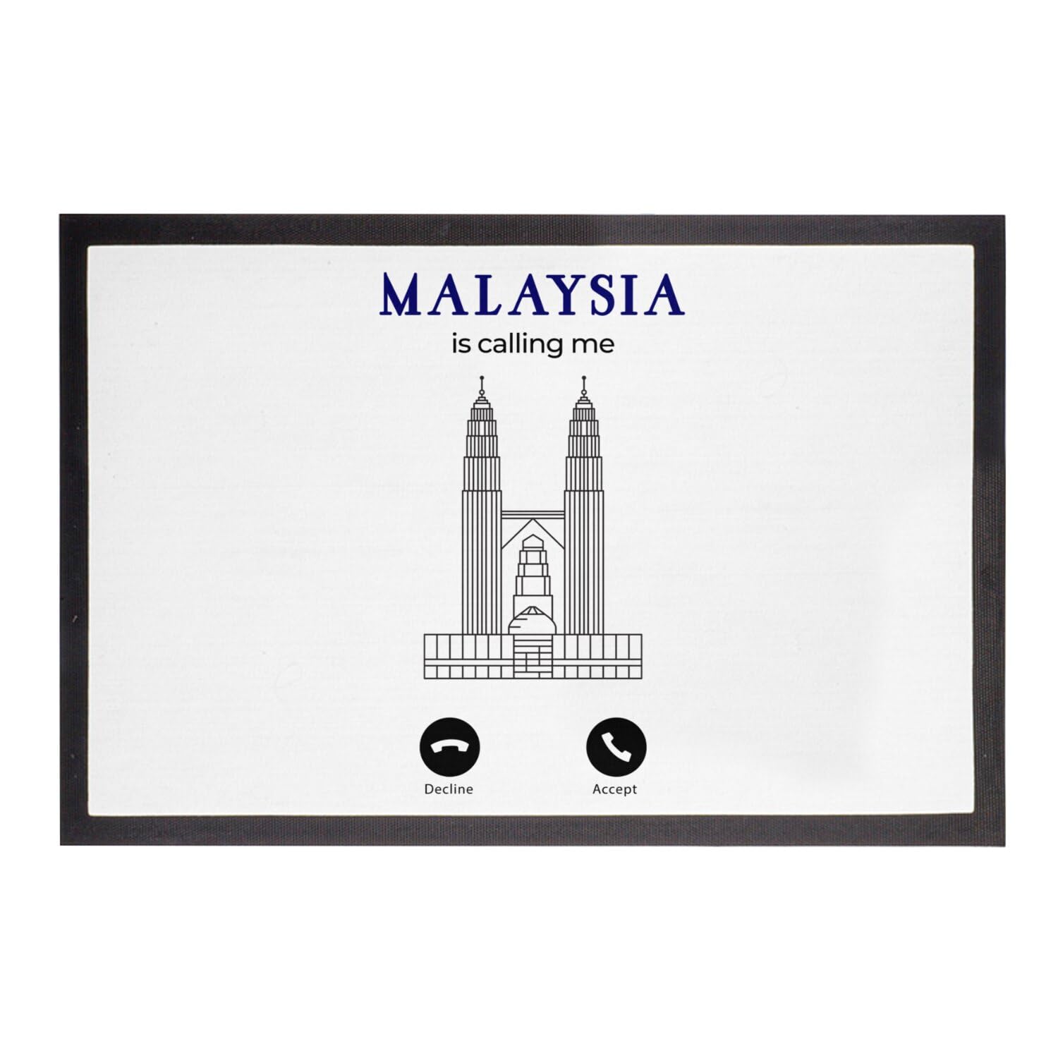 Paillasson Blanc Malaysia décor voyage pour une entrée d'appartement moderne 60x40cm