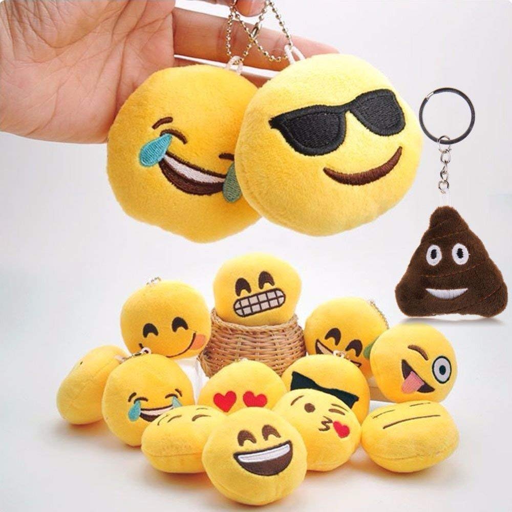 Pakhi Round Emoji Face Plush Soft Cushion Keychain Return Gifts - Pack of 6