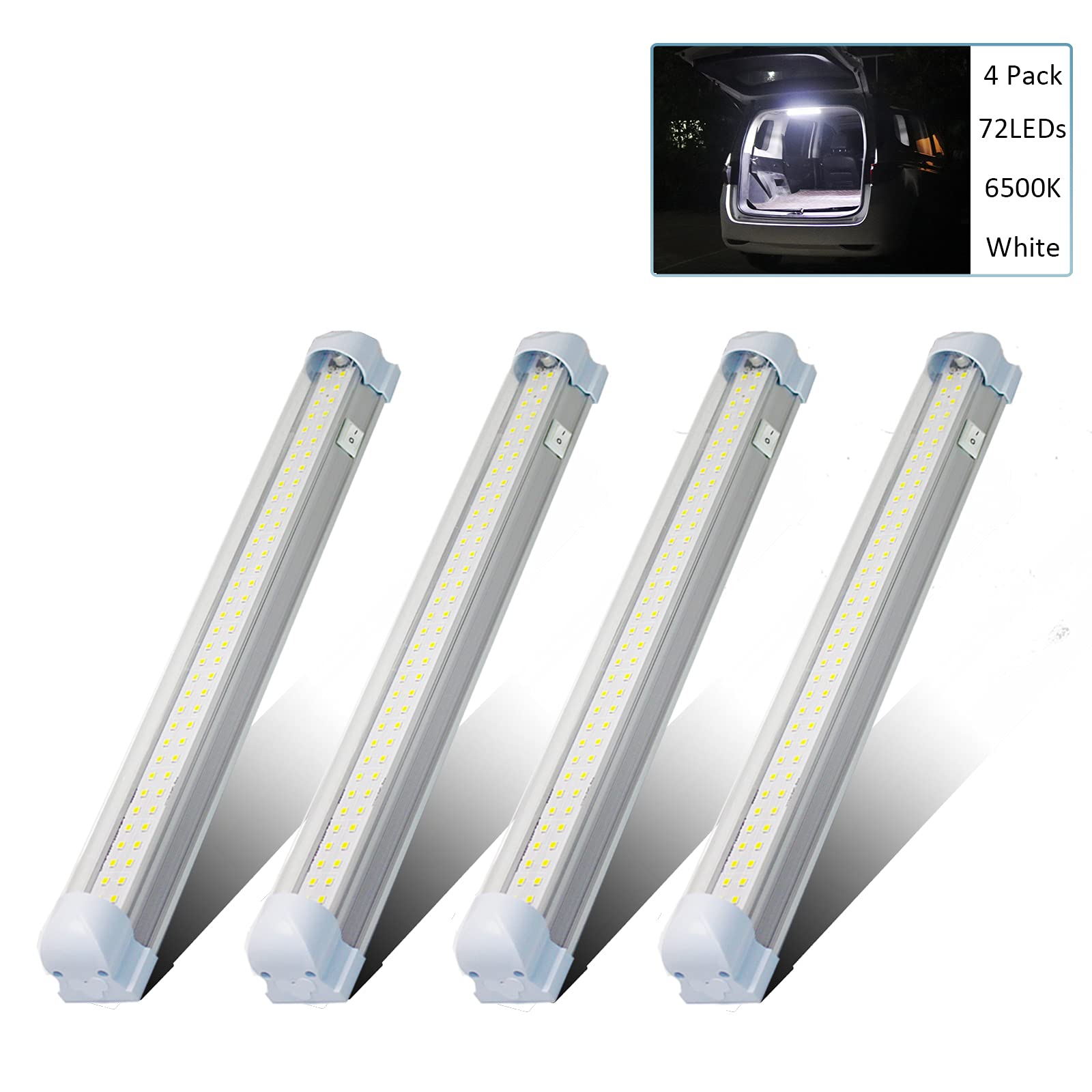 Buy WOWLED 12V 72LED RV led Lights Interior 4Pack, 10W LED RV Ceiling Lights Strip Lamp with On