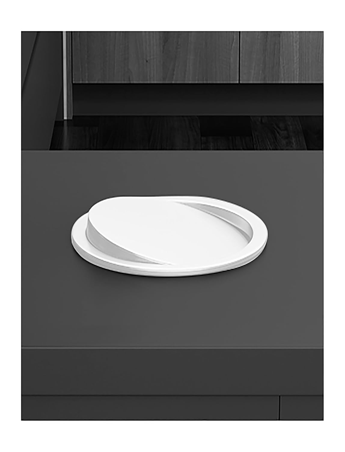 Drop-in Countertop Trash Bin Lid, Trash Can Kitchen Accessory Countertop Cover, Sturdy Stainless Steel Swing Lid, Easy Open Lid(Natural,220mm/8.7in)