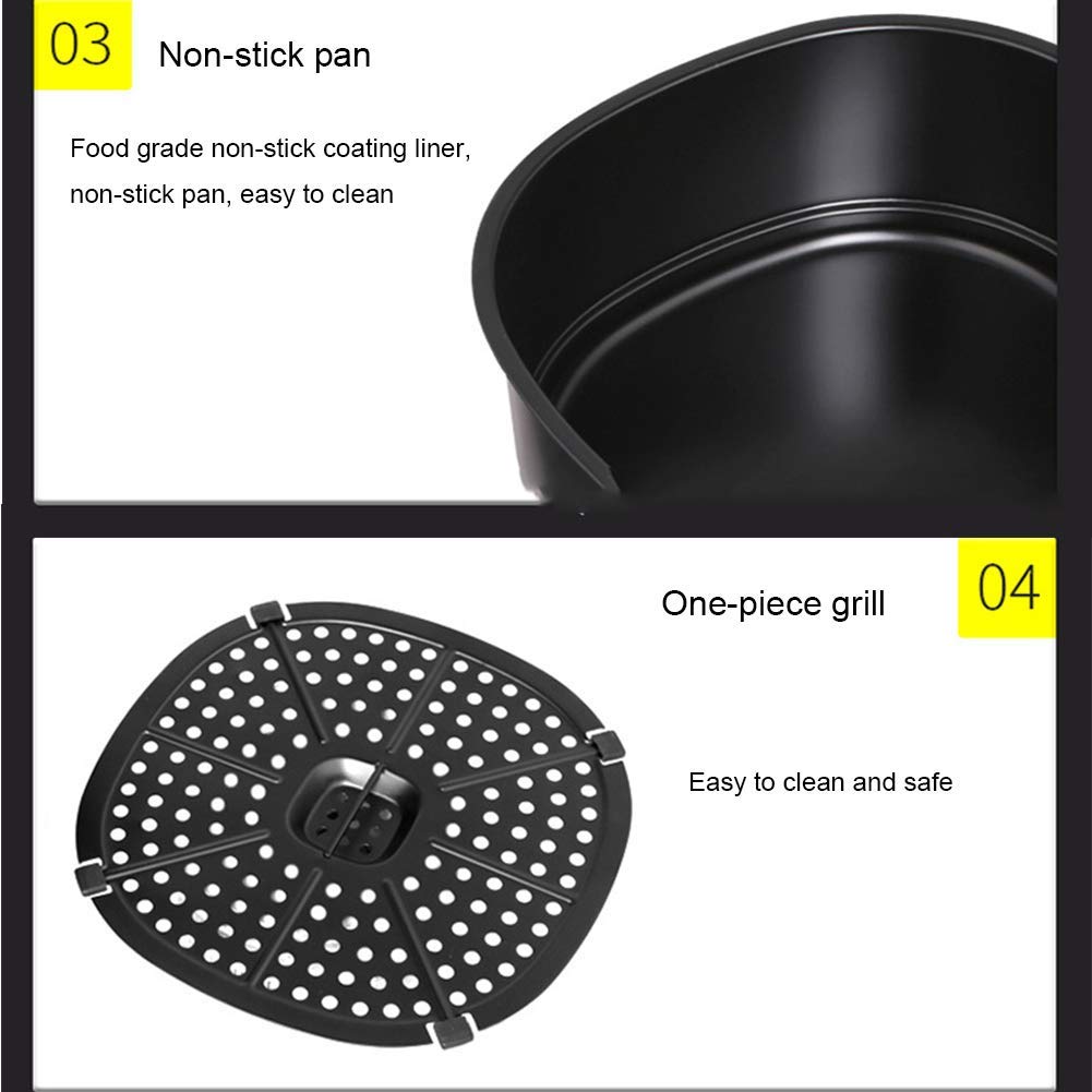 Ulepszony Air Fryer XL, Piekarnik z Frytkownicą Beztłuszczową, 8 Ustawień Gotowania, Elektryczny Piekarnik z Gorącym Powietrzem z Funkcją Podtrzymywania Ciepła, Odłączany Kosz Można Myć W Myjce