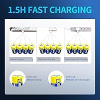 Vista 3 de EEMB Baterías D recargables 1.5V Batería de litio de celda D Cable de carga USB-C LR20 Batería de iones de litio de repuesto 5550mWh para linterna