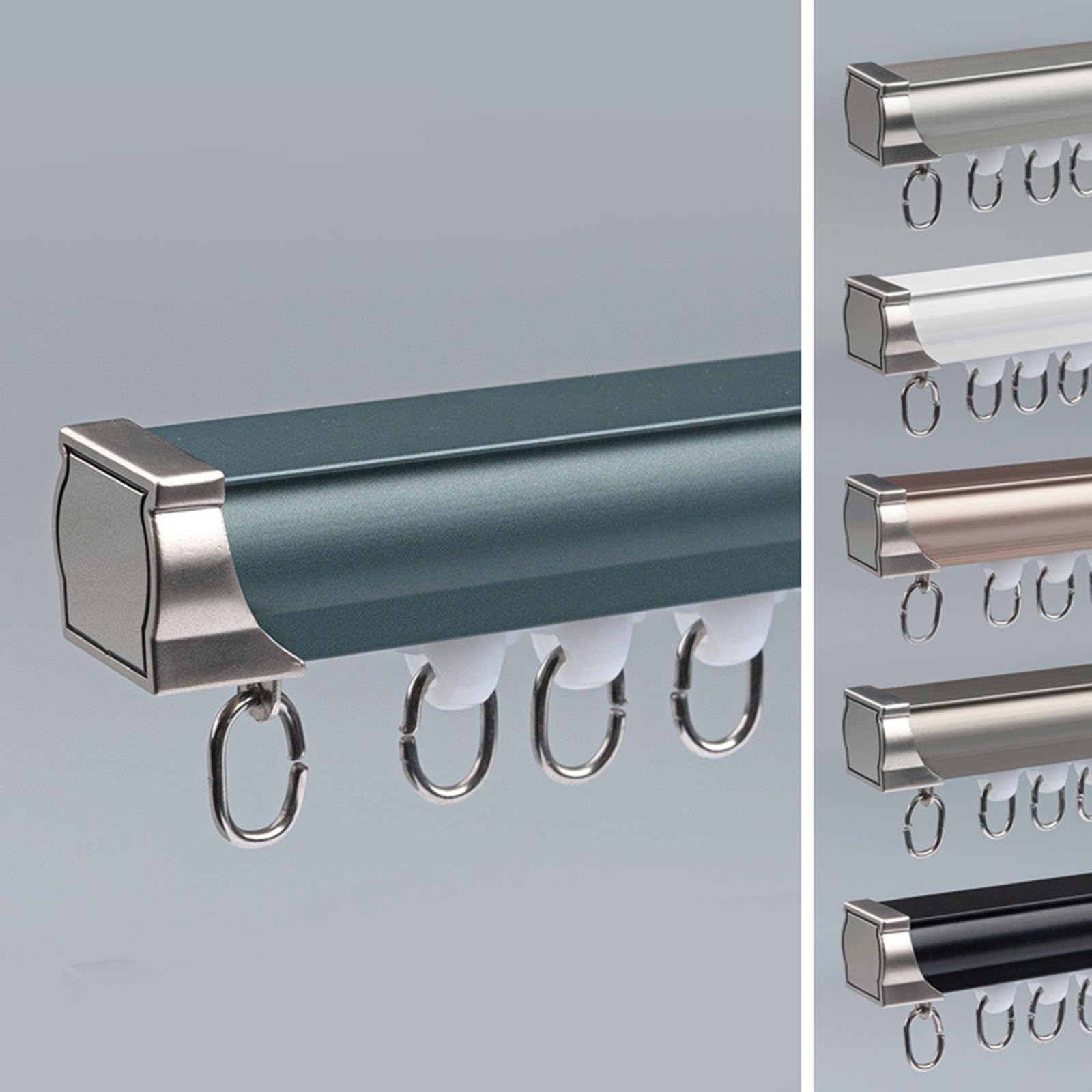 Aluminium Curtain Rail Track System, Ceiling Or Wall Mount Curtain Track Set, Ceiling Track For Curtains, Slide Quietly Curtain Track Rail For Window(White-ceiling,130cm/4.3ft)