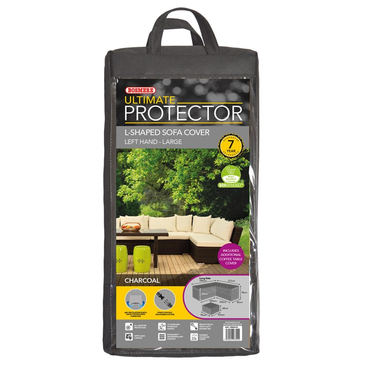 Bosmere Ultimate Protector (Modular) L Shaped Dining Cover Left Side Long Large Charcoal UM663C