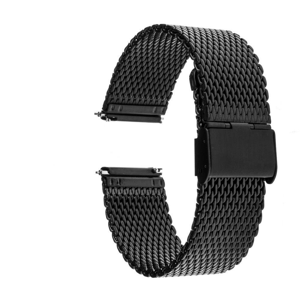 Uhrenarmband 16 mm 18 mm 20 mm 22 mm Universal-Armband Schnellverschluss-Uhrenarmband Mesh-Edelstahlarmband Handgelenk Gürtelarmband schwarz