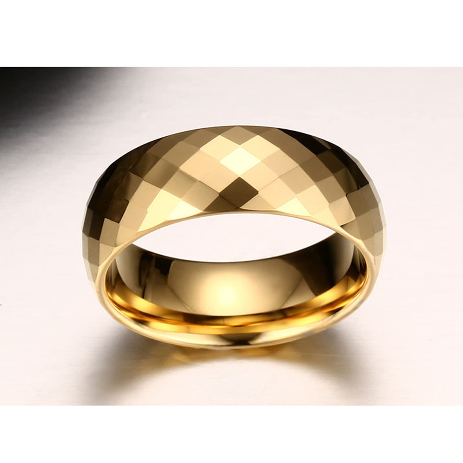 Juego de collar de acero de tungsteno, collar de pareja multifacético anillo de oro de 8 mm