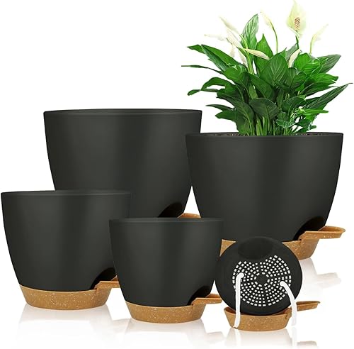 Macetas de riego automático con depósito de agujeros de drenaje maceta para decoración de interiores plantas de jardín suculentas plantas de