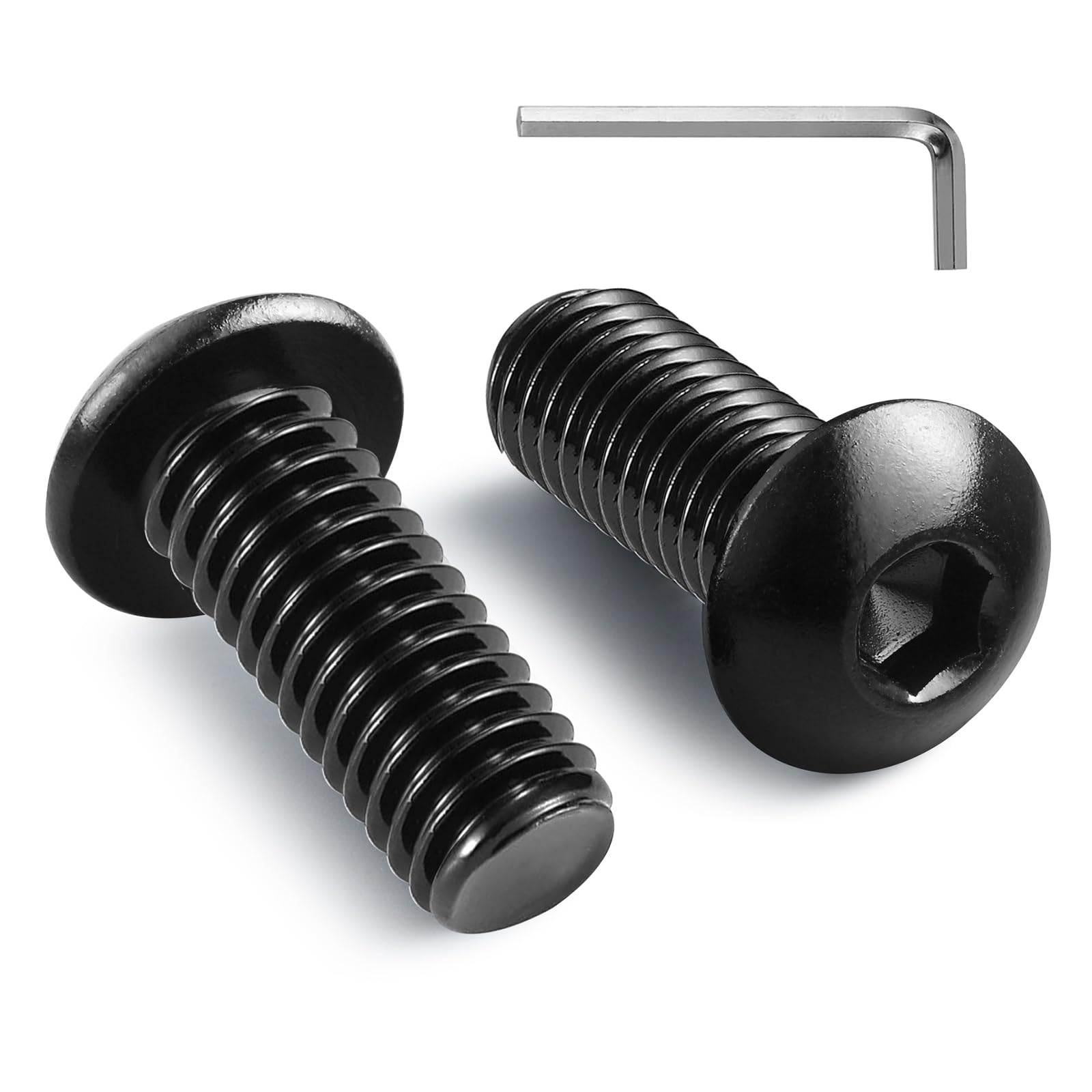 BNUOK 3/8-16 x 1 Inch Button Head Socket Cap Bolts Screws,304 Stainless Steel 18-8,Fully Threaded,Black Zinc Plated,with Hex Spanner(10Pcs)