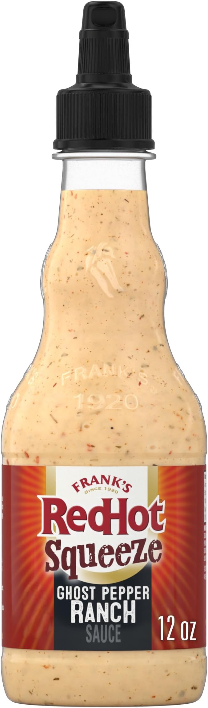 Frank’s RedHot Hot Sauce, Ghost Pepper Ranch, Squeeze Bottle, Hot Heat, Ghost Pepper Heat and Cool, Creamy Ranch, Squeeze On Burgers, Pizza, Salads, Sandwiches, Wraps, Dip with Veggies, Chicken Tenders, and Fries, 12 fl oz (Pack of 6)