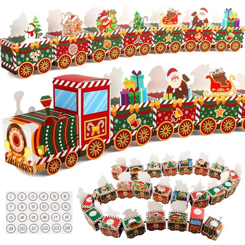 Lot de 24 Calendrier de L'avent Train,Calendrier de L'avent...