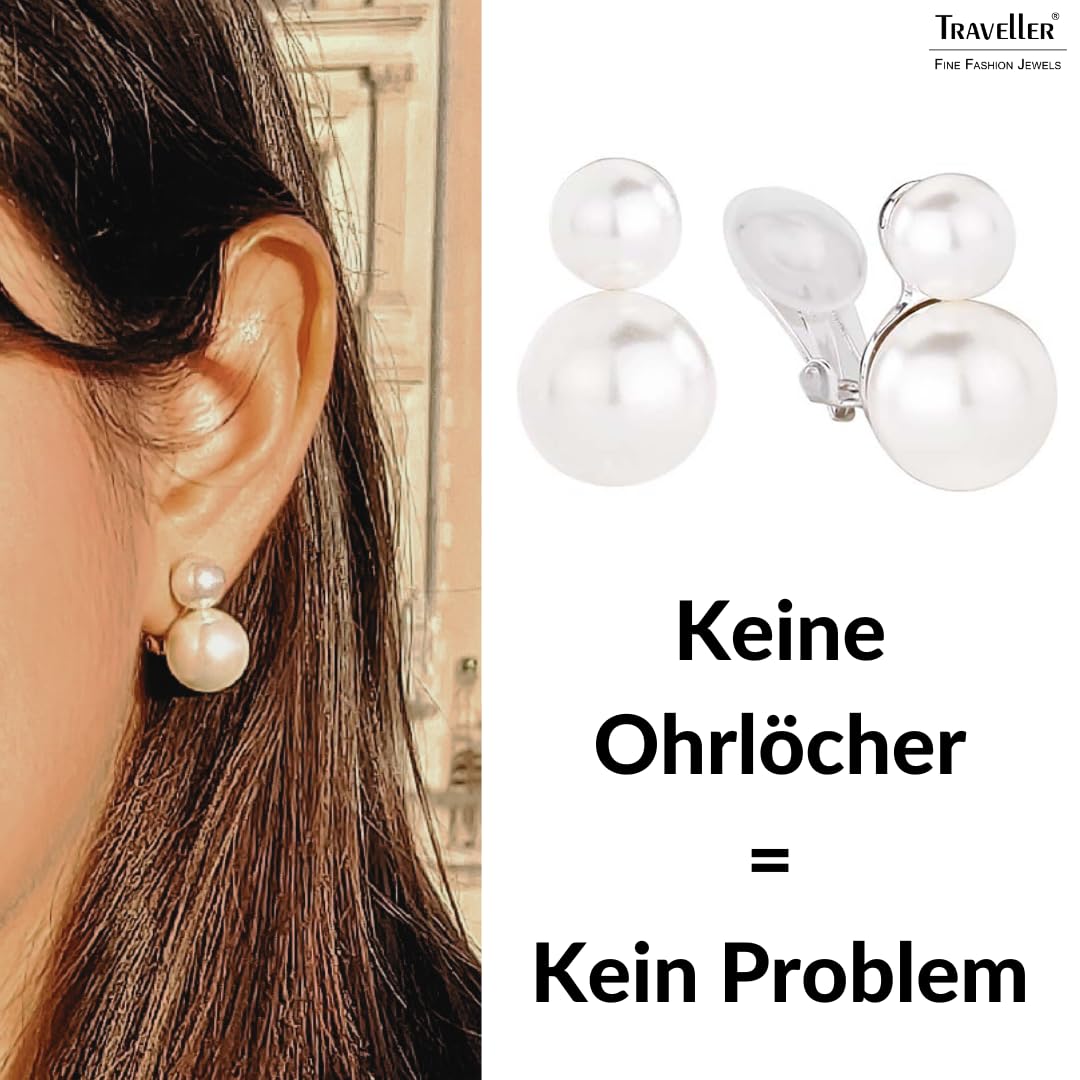 Traveller Ohrclip - Damen - Doppel-Perle