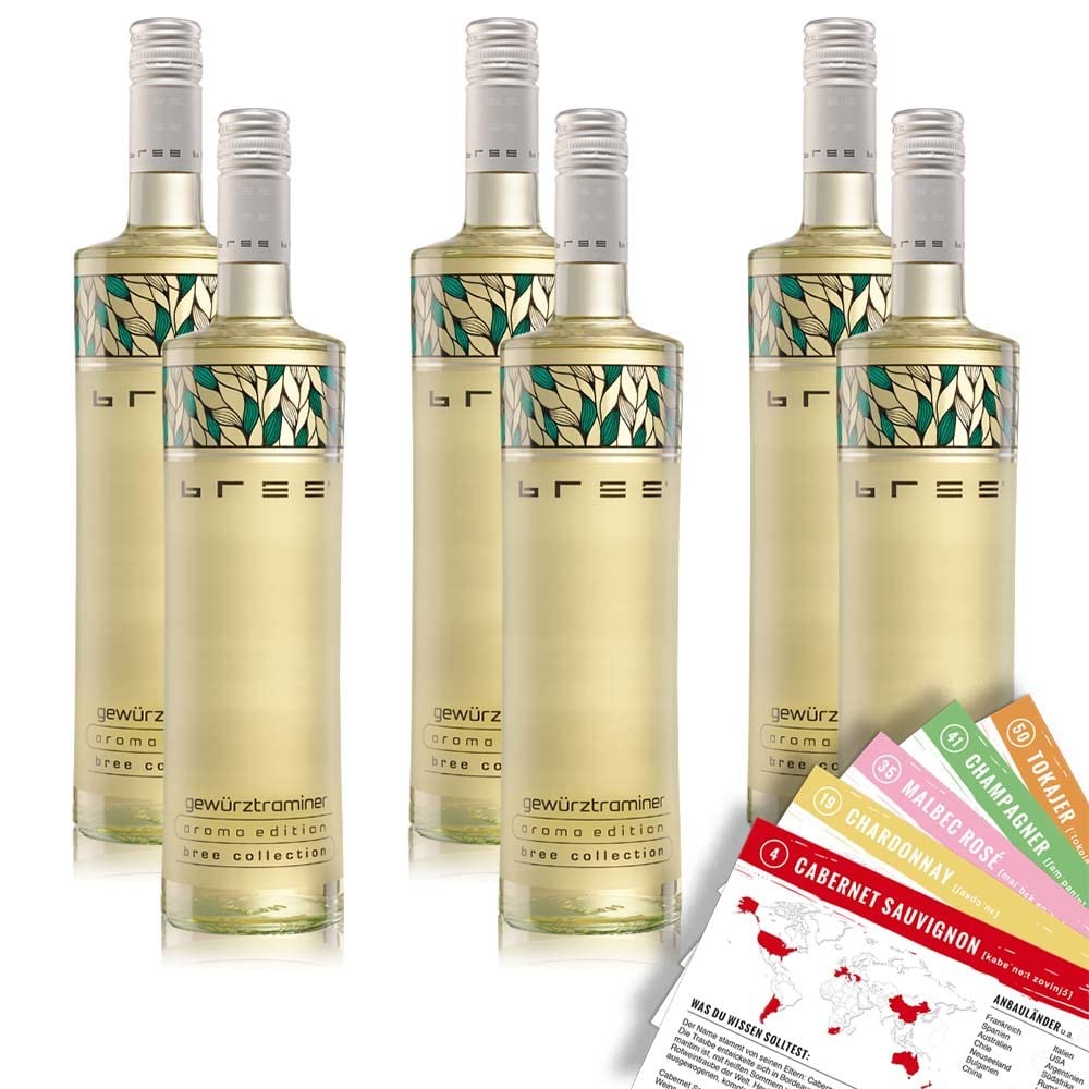 Bree Gewürztraminer QbA, lieblich, sortenreines Weinpaket + VINOX Winecards (6x0,75l)