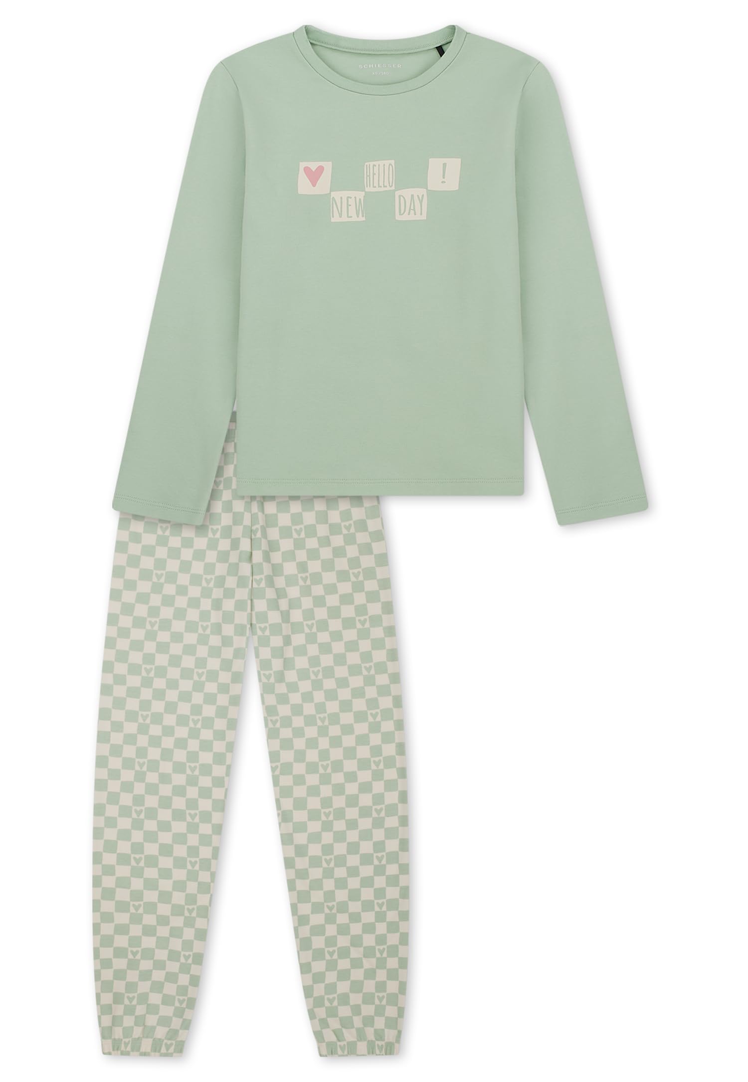 Schiesser Mädchen Schiesser Mädchen Schlafanzug Set Pyjama Lang mit Bündchen 100% Baumwolle - Größe 98 Bis 176 Pyjamaset (1er Pack)