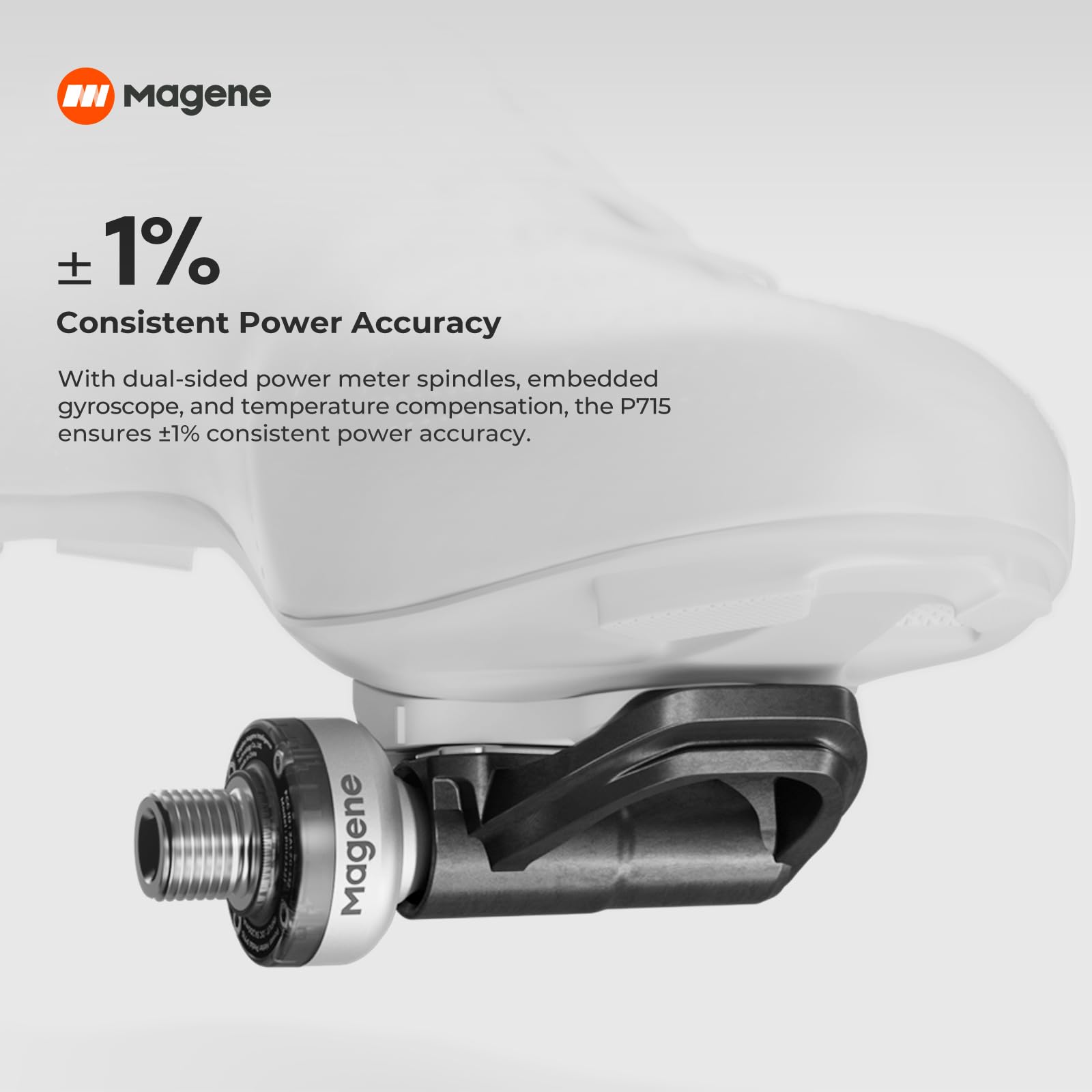 Magene P715 Capteur de Puissance à Pédales, Précision de Puissance de ± 1%, Autonomie de 120h, Bluetooth Ant+, Pédales de Vélo Double Face Compatible avec (SPD-SL)/(KEO)