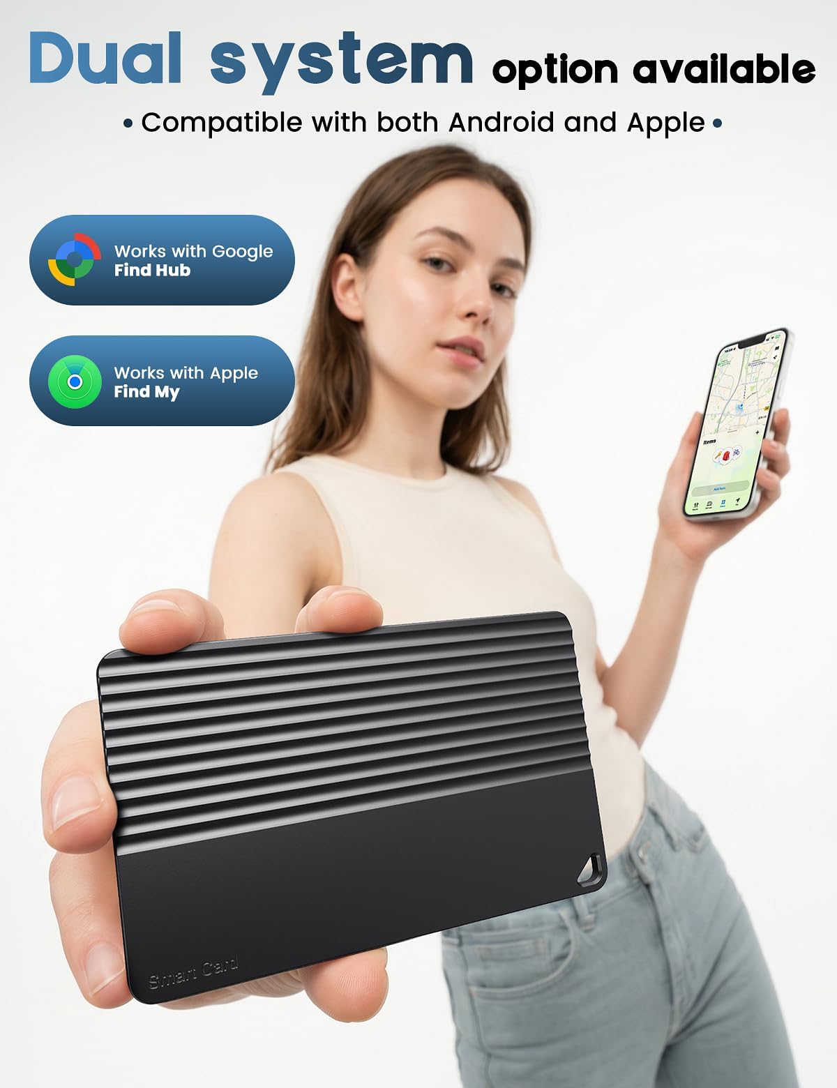 Paquete de 2 tarjetas de seguimiento de cartera 2026 (iOS y Android), tarjeta inteligente Bluetooth de batería de 5 a 10 años, tarjeta de seguimiento delgada de 0.09, funciona con Apple Find My y