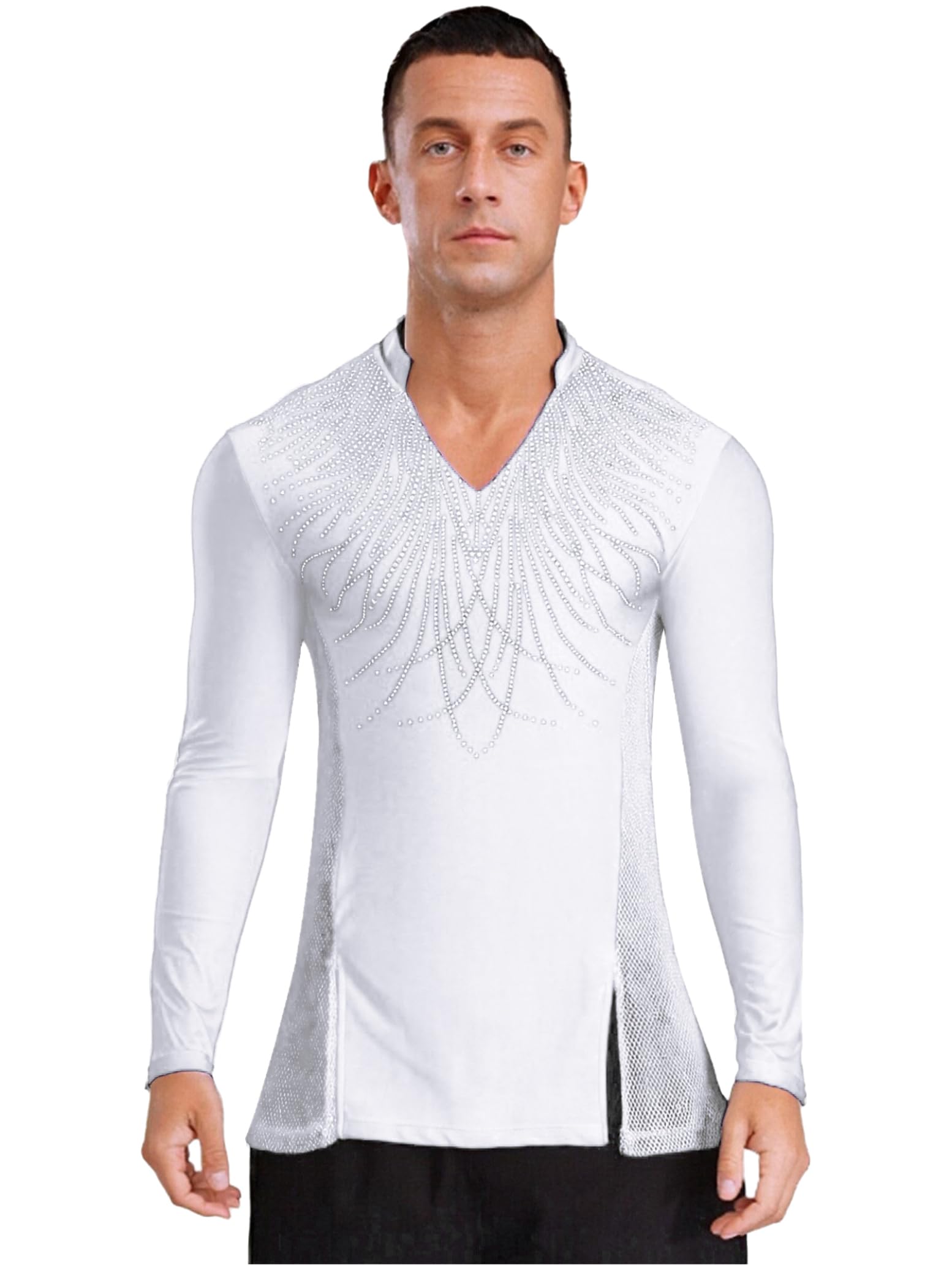 Camiseta de manga larga para hombre, para danza, patinaje artístico, para danza, para bailar