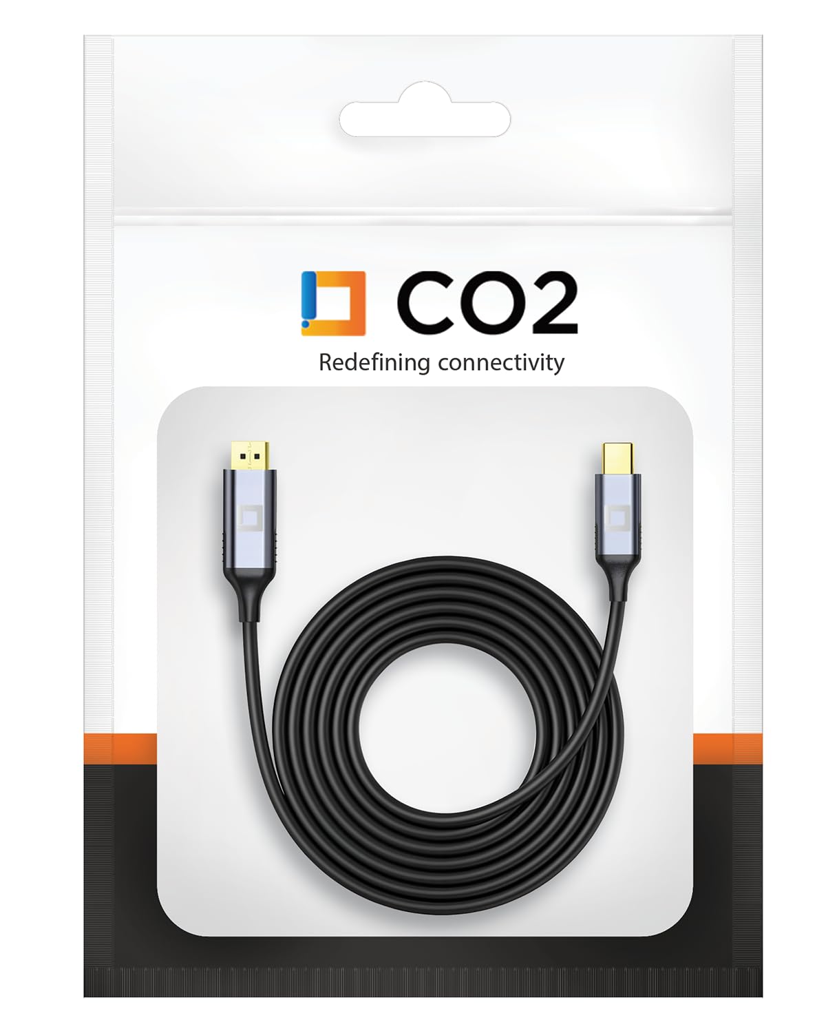 CO2 Kabel USB-C do DisplayPort DP 8K/60Hz, 4K/120Hz, Full HD, Plug & Play, Dynamic HDR, Adapter jednokierunkowy, Aluminium Space Grey, MHL, Kompatybilny z iPhone, MacBook, iPad Pro, Samsung (2m)