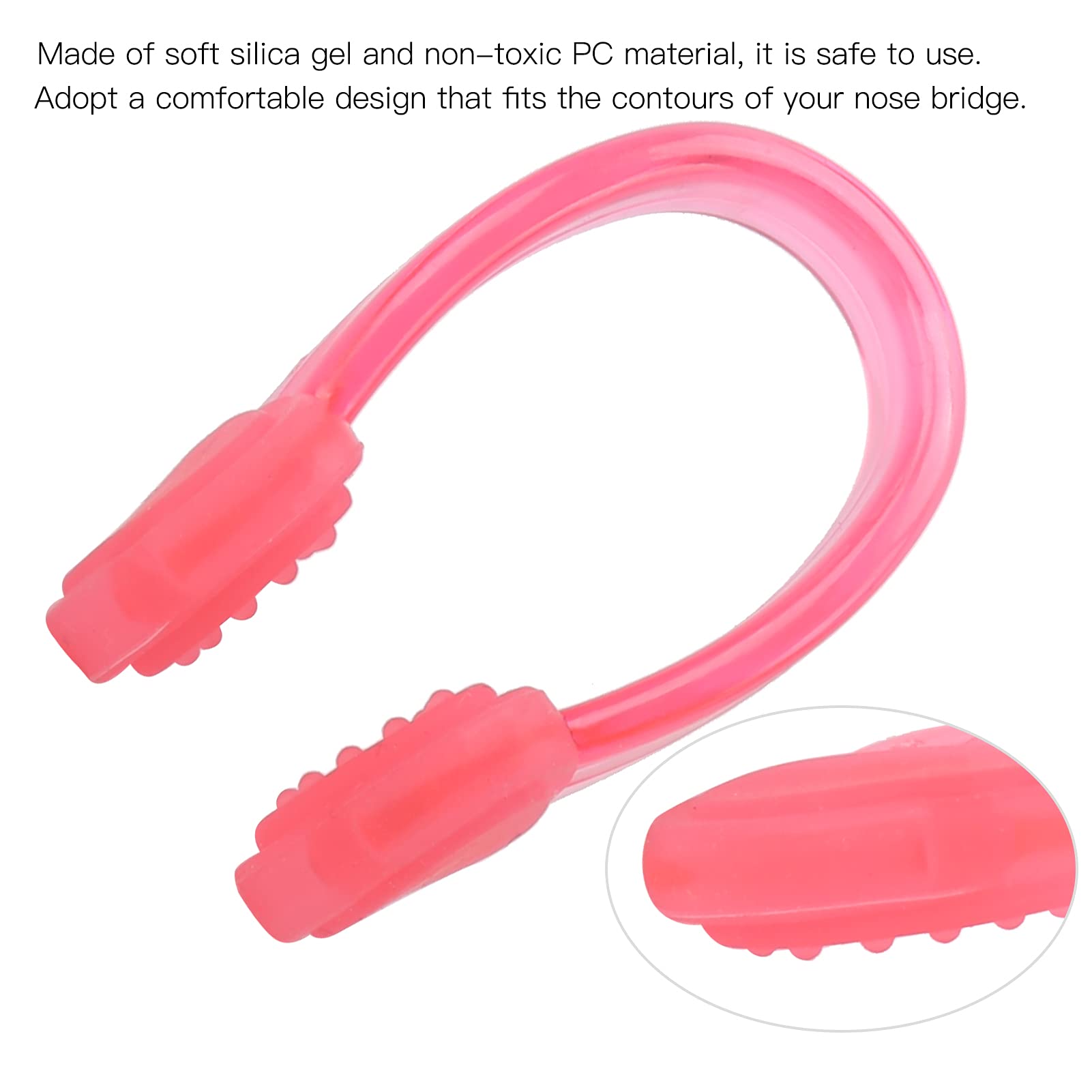 equlup Silicone Nose Clip, Waterproof Soft Swimming Nose Clip Plug with Soft Pad Surfing Nose Protector Accessories for Swimming Training (Rose Red)