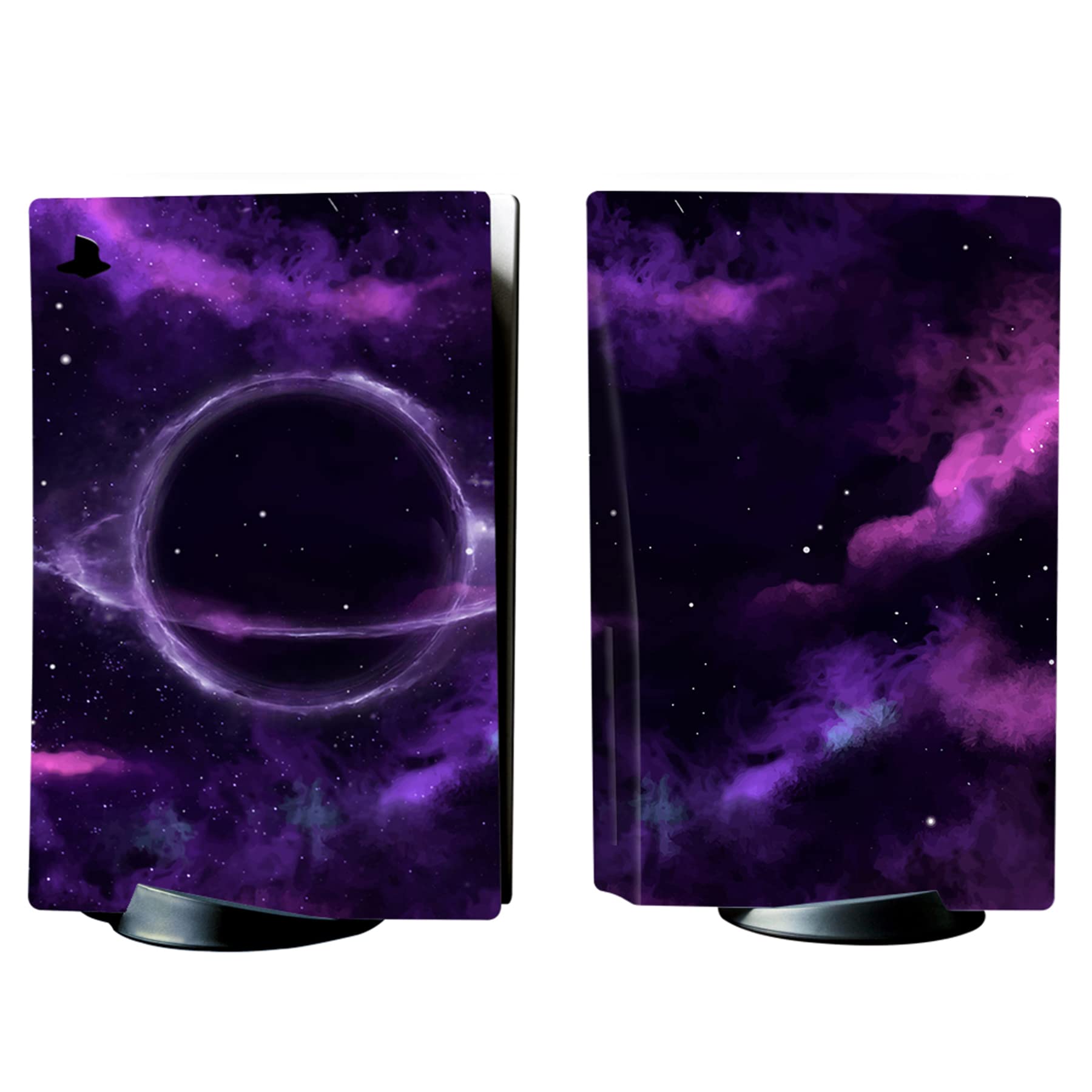 playvital Purple Deep Space Full Set Skin Decal for ps5 Console Disc Edition, Sticker Vinyl Decal Cover for ps5 Controller & Charging Station & Headset & Media Remote — view 7