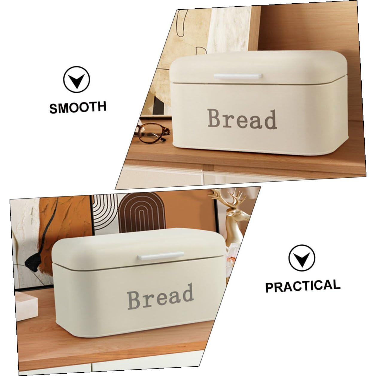 TEHAUX Scatola Porta Pane in Metallo Antiruggine con Coperchio Ribalta Contenitore Ermetico per Conservazione Pane Fresco Bauletto da Cucina per Tavolo Resistente e Pratico per Casa e