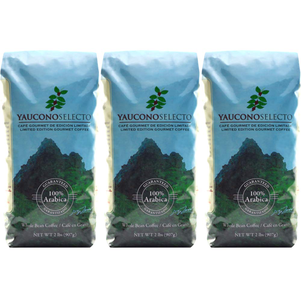YauconoSelecto Limited Edition Gourmet Whole Bean Coffee Bag, 2 Pound (Pack of 3)