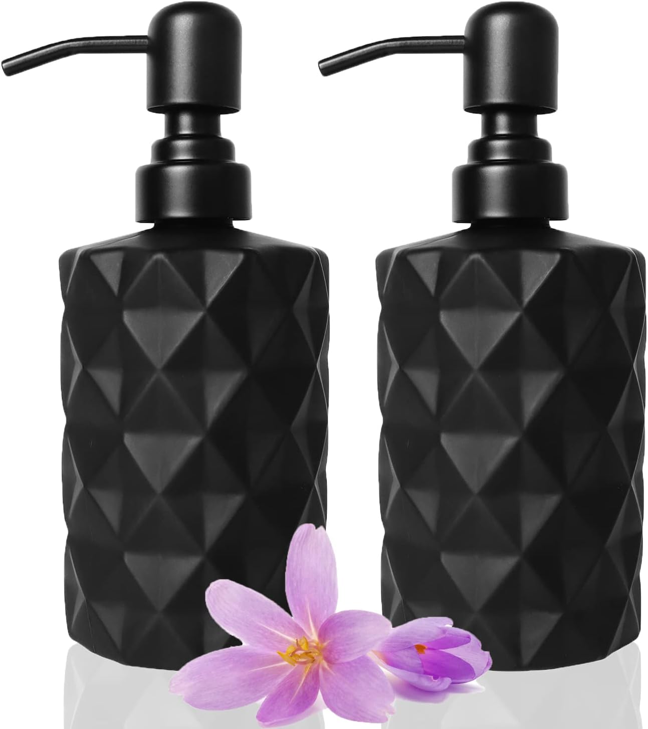 Black Hand Soap Dispenser,2 Pcs 12 oz/330 ml Matte Black Soap Dispenser