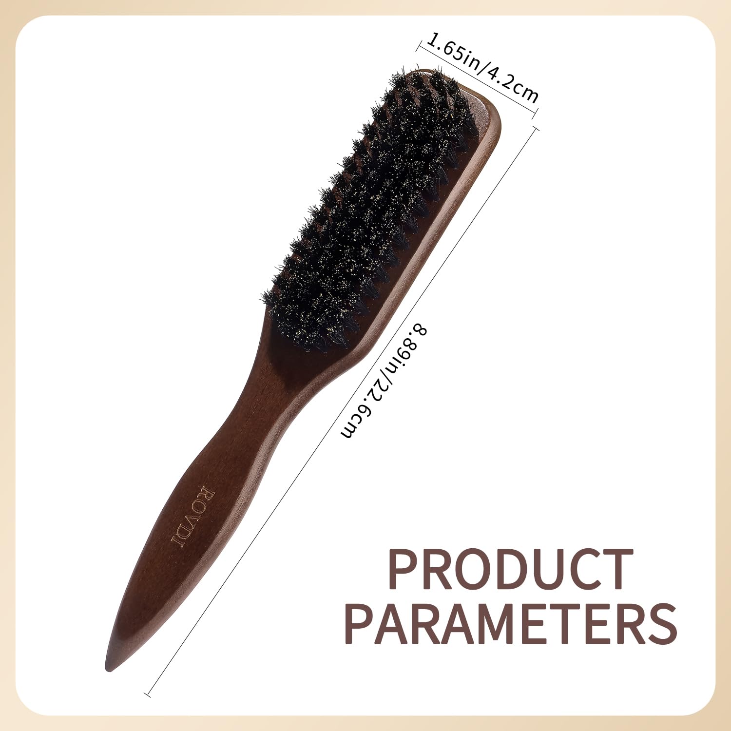 Cepillo de pelo de cerdas de jabalí, peine de estilo con mango de madera para hombres y mujeres, suave, pule y coloca el cabello plano para crear peinados elegantes sin encrespamiento, perfecto para