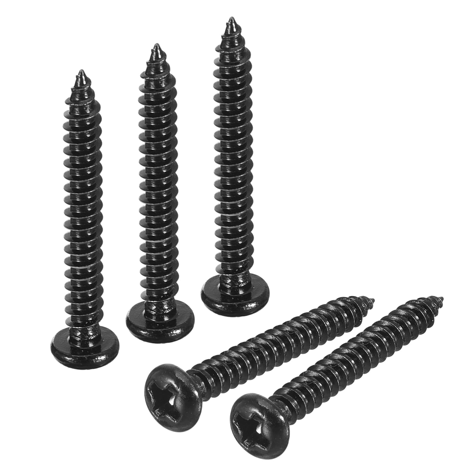 QUARKZMAN 3 mm x 25 mm ronde kruis, zelftappende schroef, 100 stuks, roestvrij staal 304 ronde kop, houten kop, volledige schroefdraad (zwart