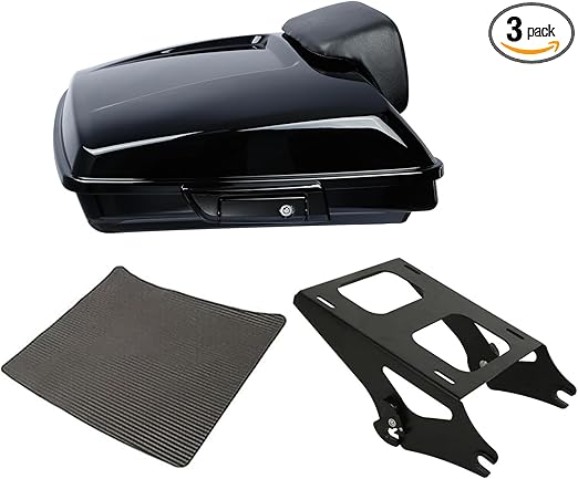 TCT-MOTORPARTS Vivid Black 5.5" Razor Tour Pack Pak Trunk Backrest Pad Tour Pack Mounting Rack Fit for Harley Touring Models Road King, Road Street Electra Glide, Ultra-Classic 2014-2025