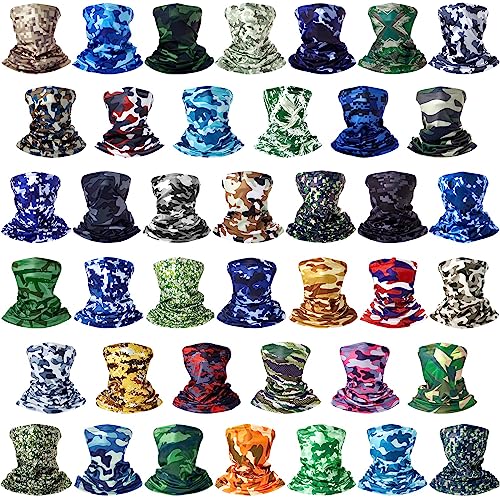 Tarpop 40Pcs Camo Headwear Bandana Face Scarf Mask Head Wrap for Men Women Sport
