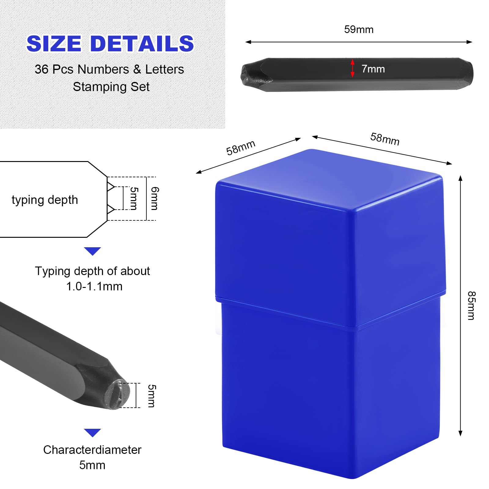 Gueenky 36 Pcs Number and Letter Punch Set, 5mm Metal Stamping Tool Set, A-Z, 0-9, & - Image 2