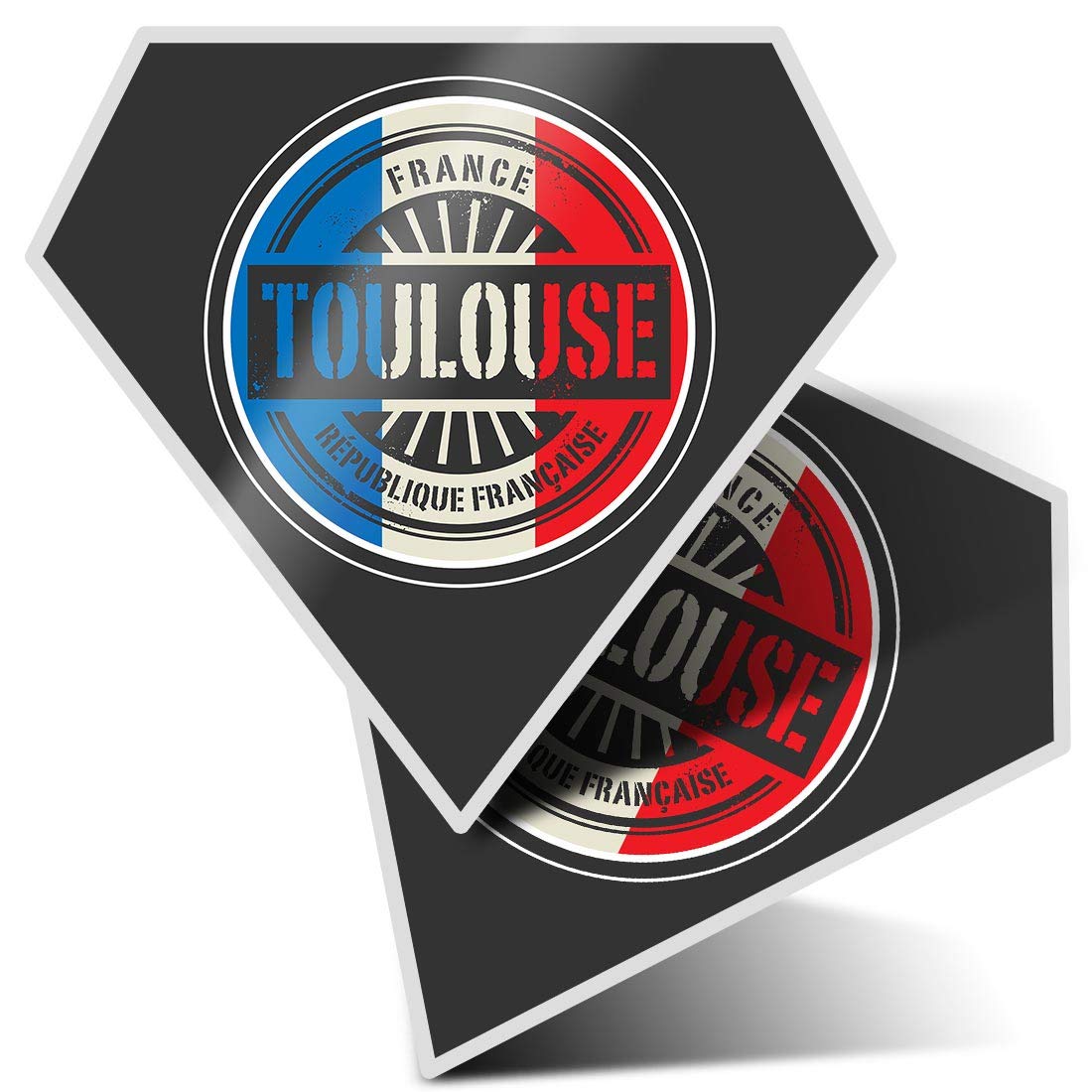 Destination Vinyl Ltd Multi 2 X Diamond Stickers 7.5 Cm - Toulouse France French Flag Fun Decals For Laptops,Tablets,Luggage,Scrap Booking,Fridges, #6022