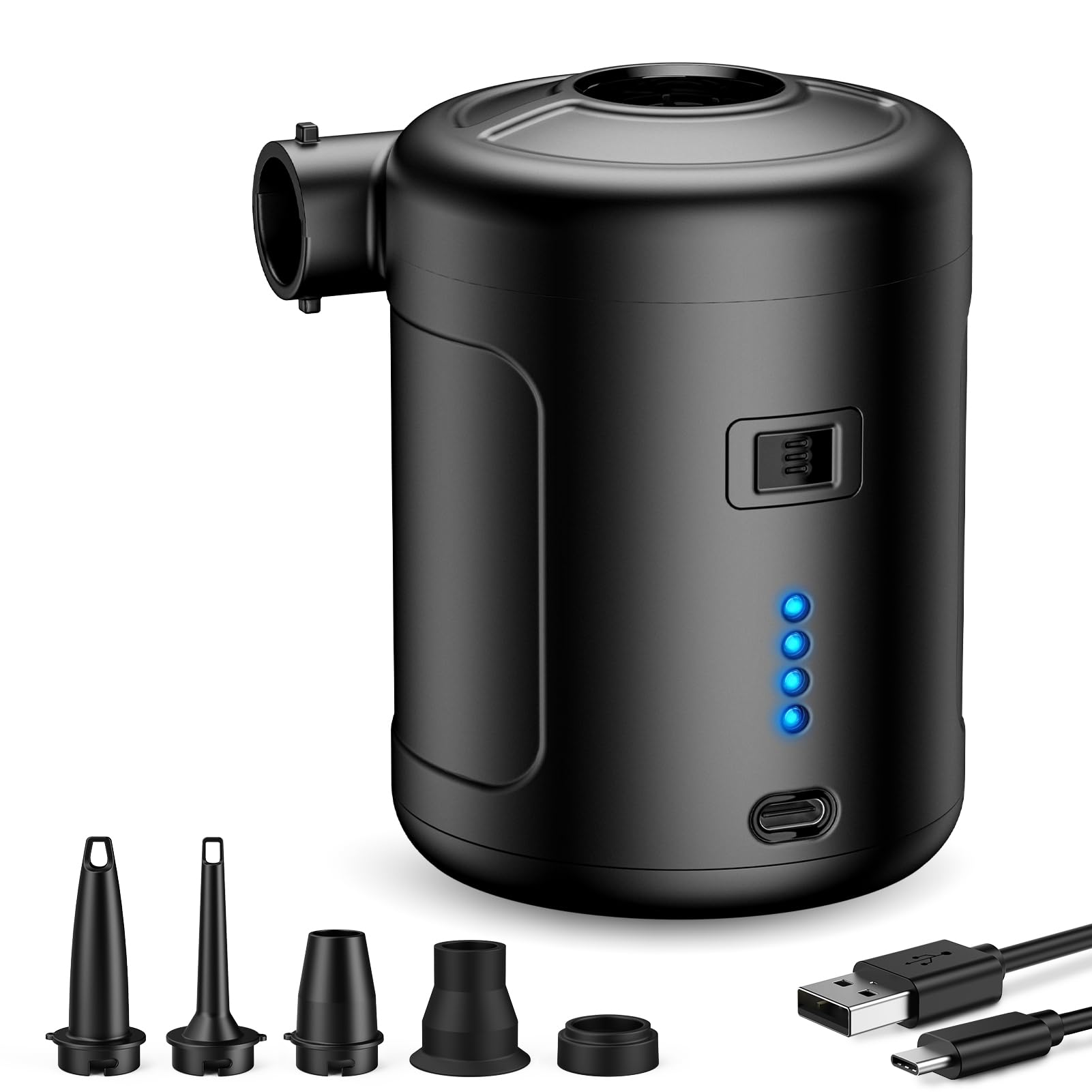 Air Pump SUPPOU Elektrische Luftpumpe, 6 In 1 Tragbar Luftpumpe Elektrisch Wiederaufladbare 6000mAh Akku Luftpumpe, Elektrische Luftpumpe für Luftmatratze Planschbecken Pool