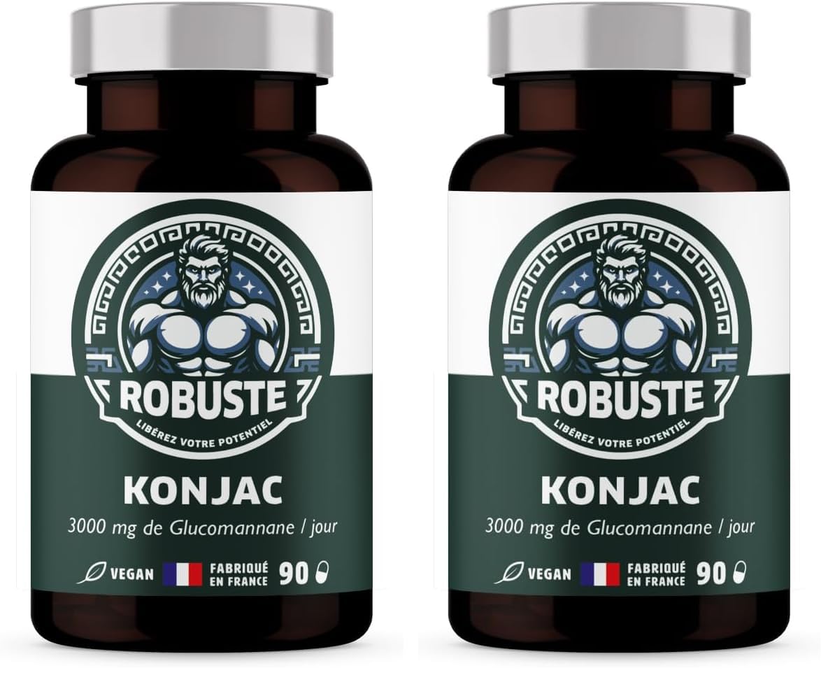 KONJAC Hautement Dosé en Glucomananne 3000 mg Coupe Efficace - Rapide et puissant, Riche en Fibre - 90 gélules vegan. (Lot de 2)