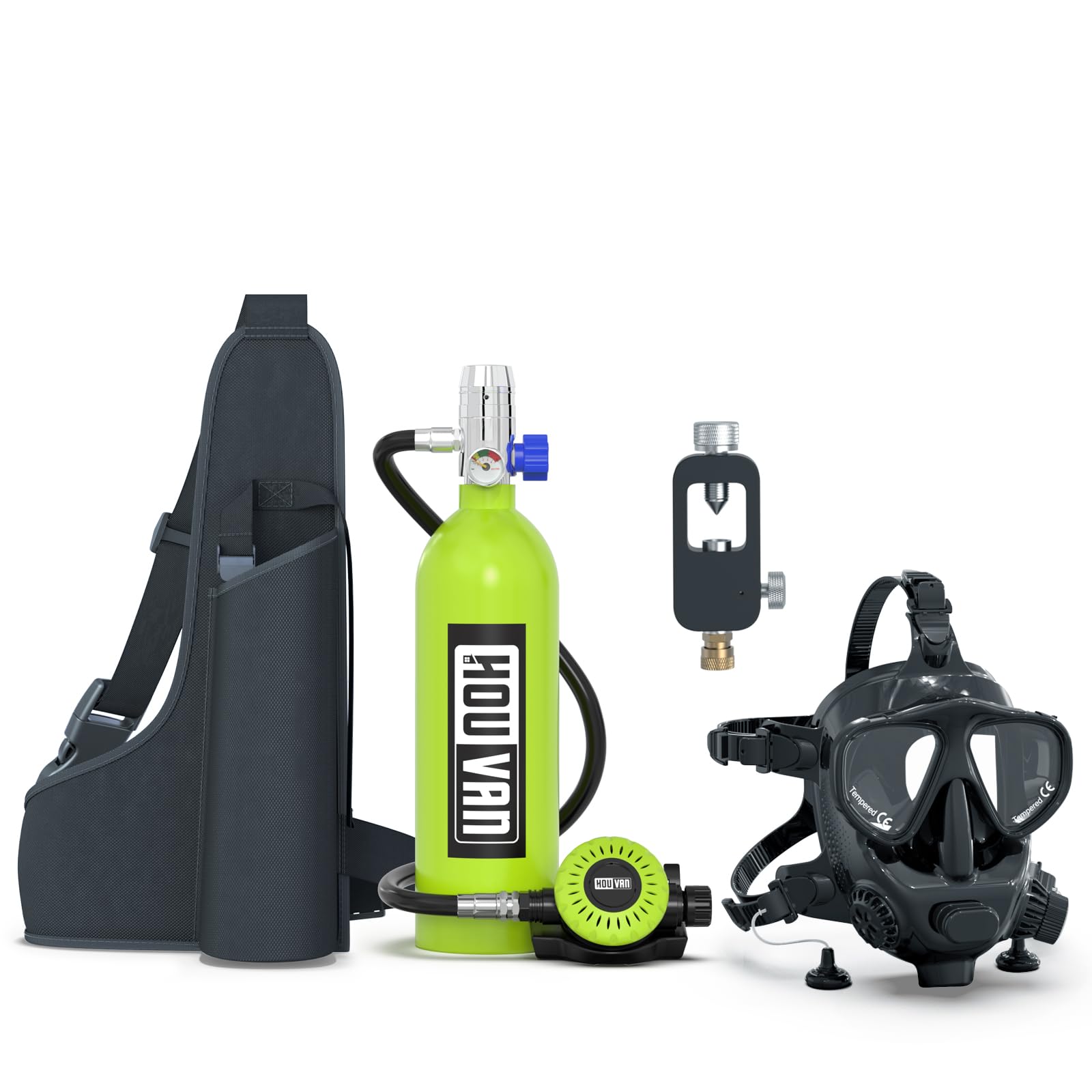 H400 Mini Scuba Tank 1.0L Scuba Tank Up to 20 Minutes Underwater Breathing Portable Diving Tank with On-Off Valve Reusable Pony Bottle for Underwater Exploration Emergency/Recreation