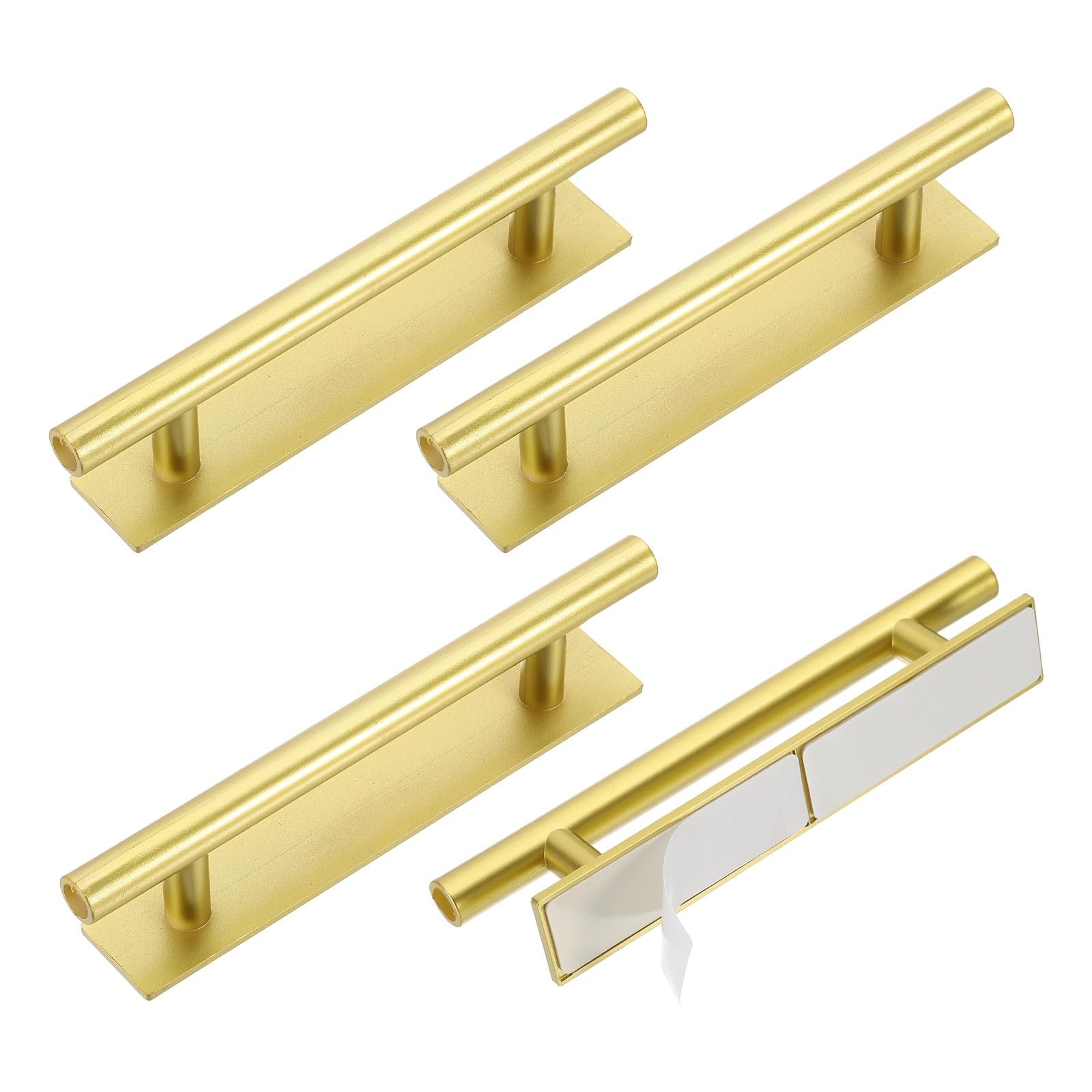 sourcing map 4 Pack Self-Stick Push Pull Helper, 6 Inch Plastic Adhesive Cabinet Handles Round Stick-on Handle for Kitchen Cabinet Window Sliding Closet Door Wardrobe(Gold)