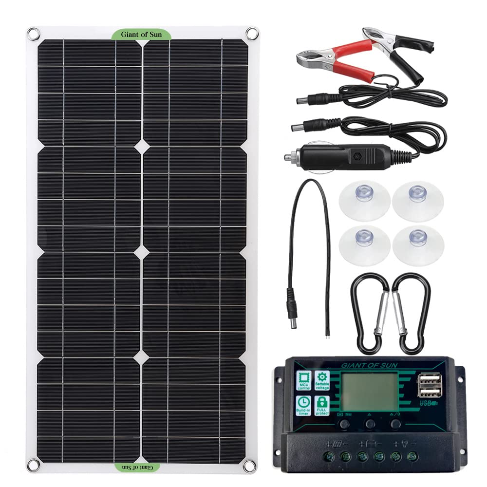 Jednokrystaliczny panel słoneczny o wysokiej wydajności 250 W, 18 V, uniwersalna i przenośna monokrystaliczna ładowarka solarna do ładowania akumulatora samochodowego RV (panel słoneczny z kontrolerem