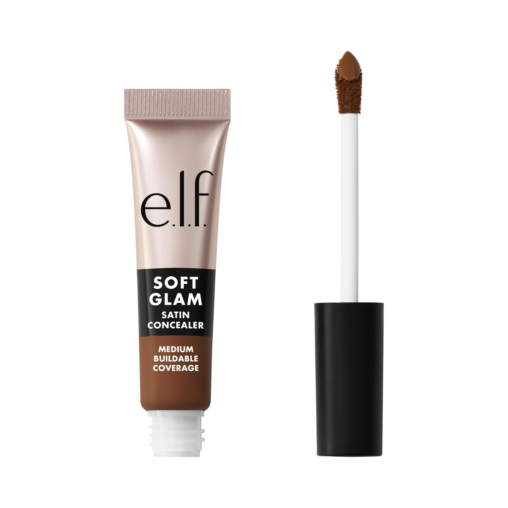 e.l.f. Soft Glam Satin Concealer, mittlere Deckkraft für Unreinheiten und Augenpartie, setzt sich nicht ab, langanhaltend, vegan und tierversuchsfrei, 54 Deep Neutral
