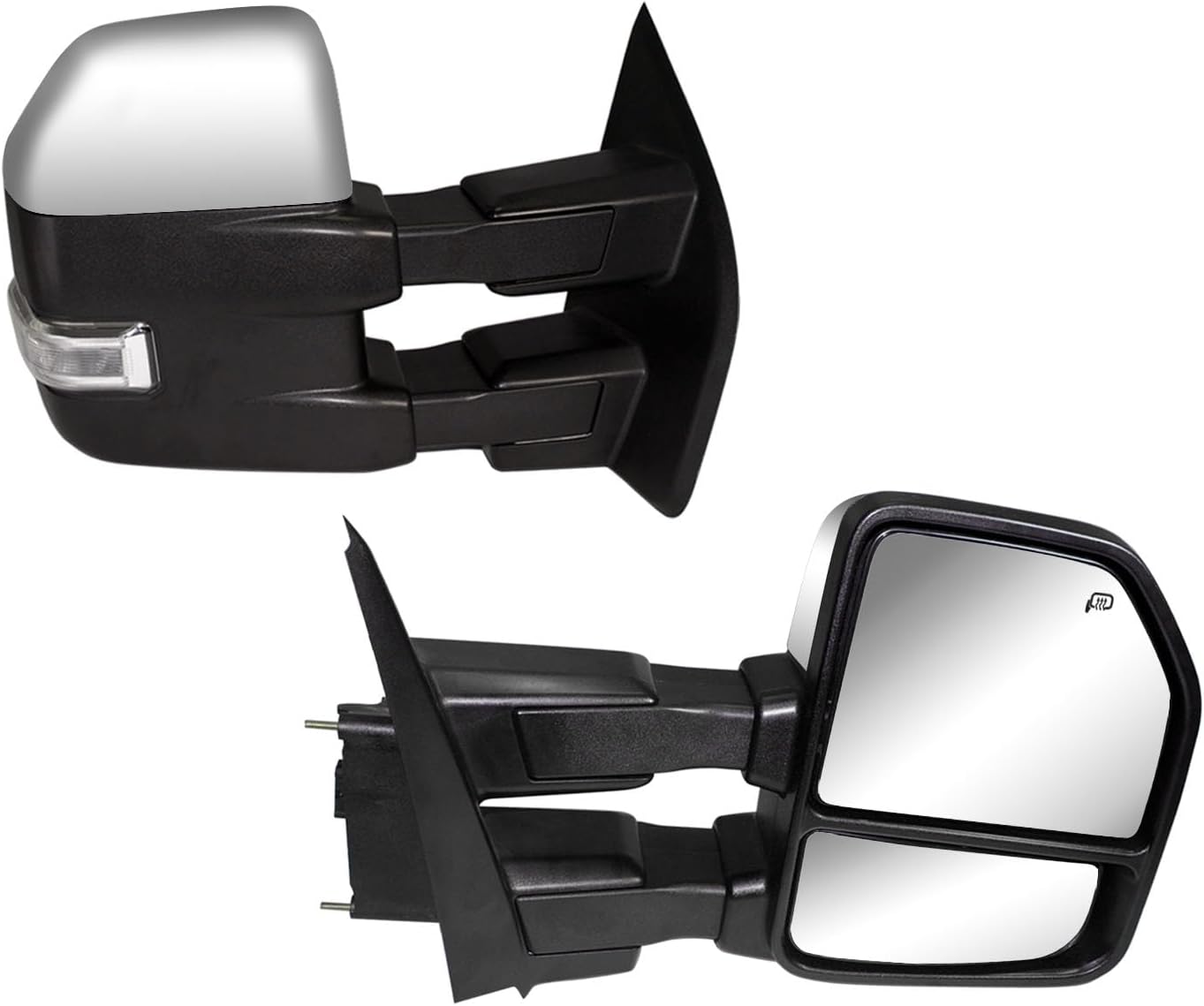 Towing Mirrors fit for 2015 2016 2017 2018 2019 2020 Ford F150 Pickup Truck Side Mirrors with Turn Signal Lights Puddle Lights Auxiliary Lamp Power Heated Black Chrome Cap
