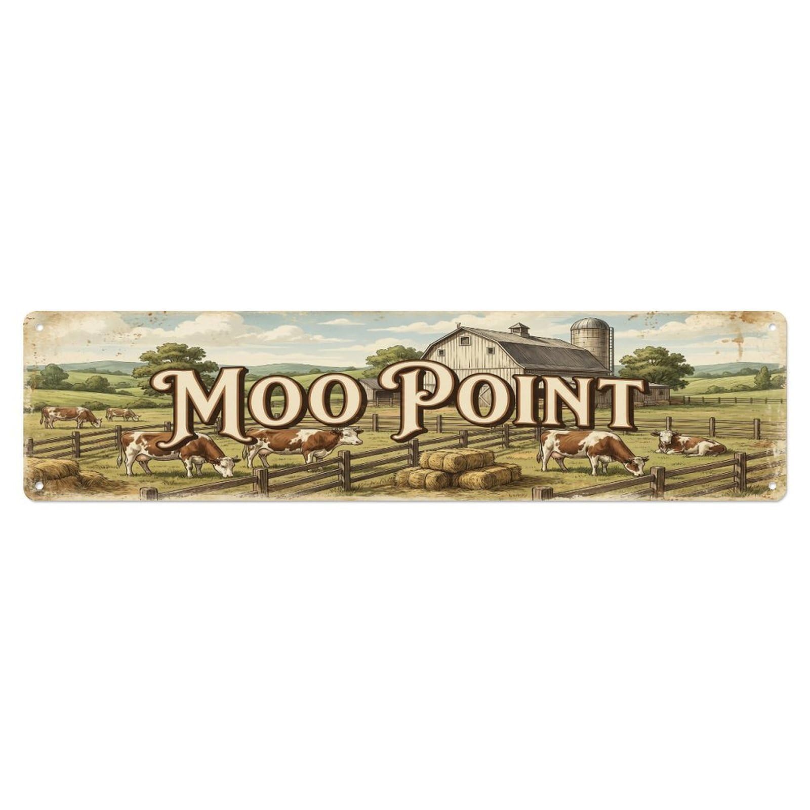 Vintage Pen Moo Cow Farmhouse Funny Cow Backyard Farm Metal Tin Sign Plaque Wall Decor for Cafe, Club, Garden Metal Poster 4x16Inch