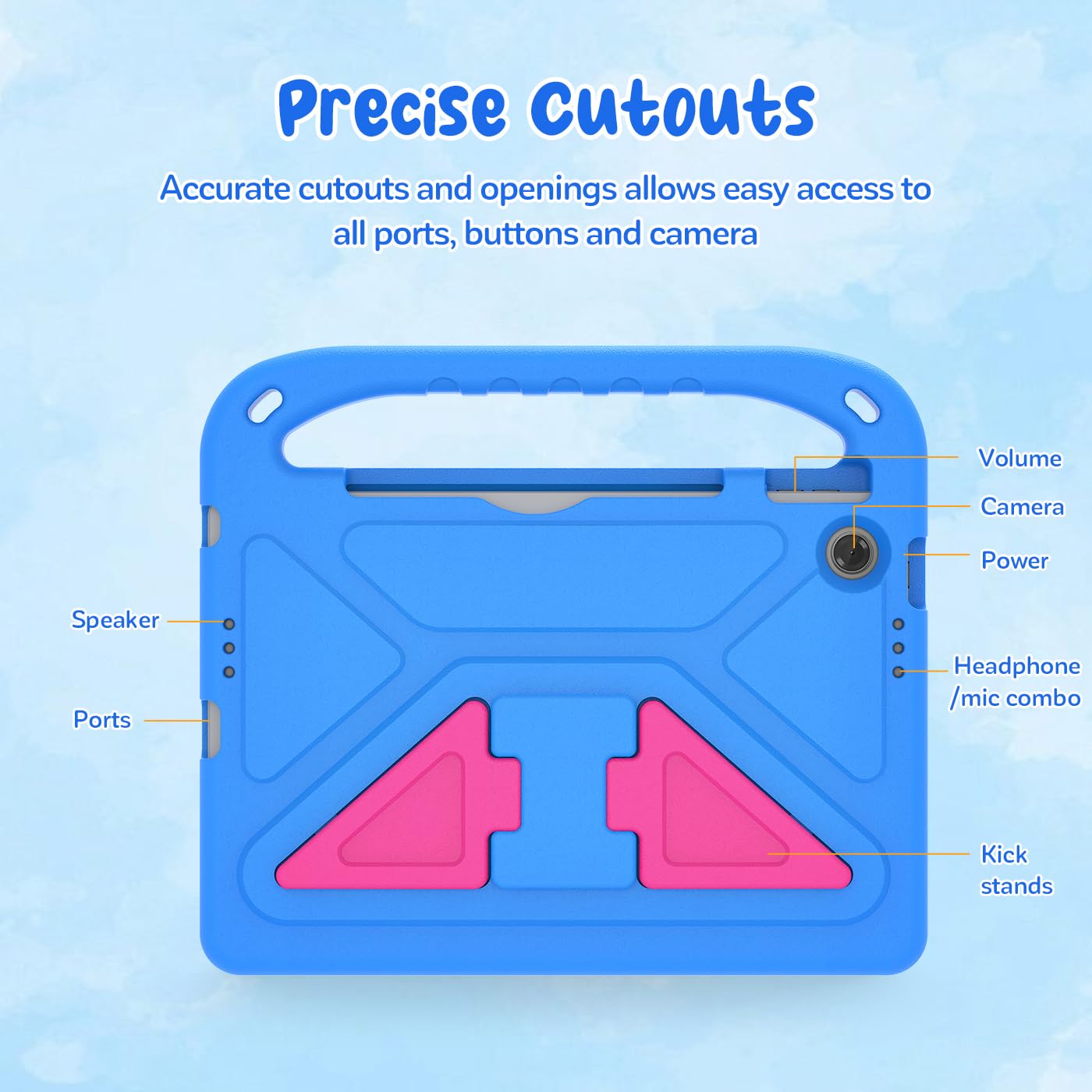 Custodia Bambini per Lenovo Tab Tablet 2025 10.1 Pollici (TB311FU/TB311XU), Eva Leggermente Antiurto Custodia Protettiva con Manico Bambino e Tracolla, Blu