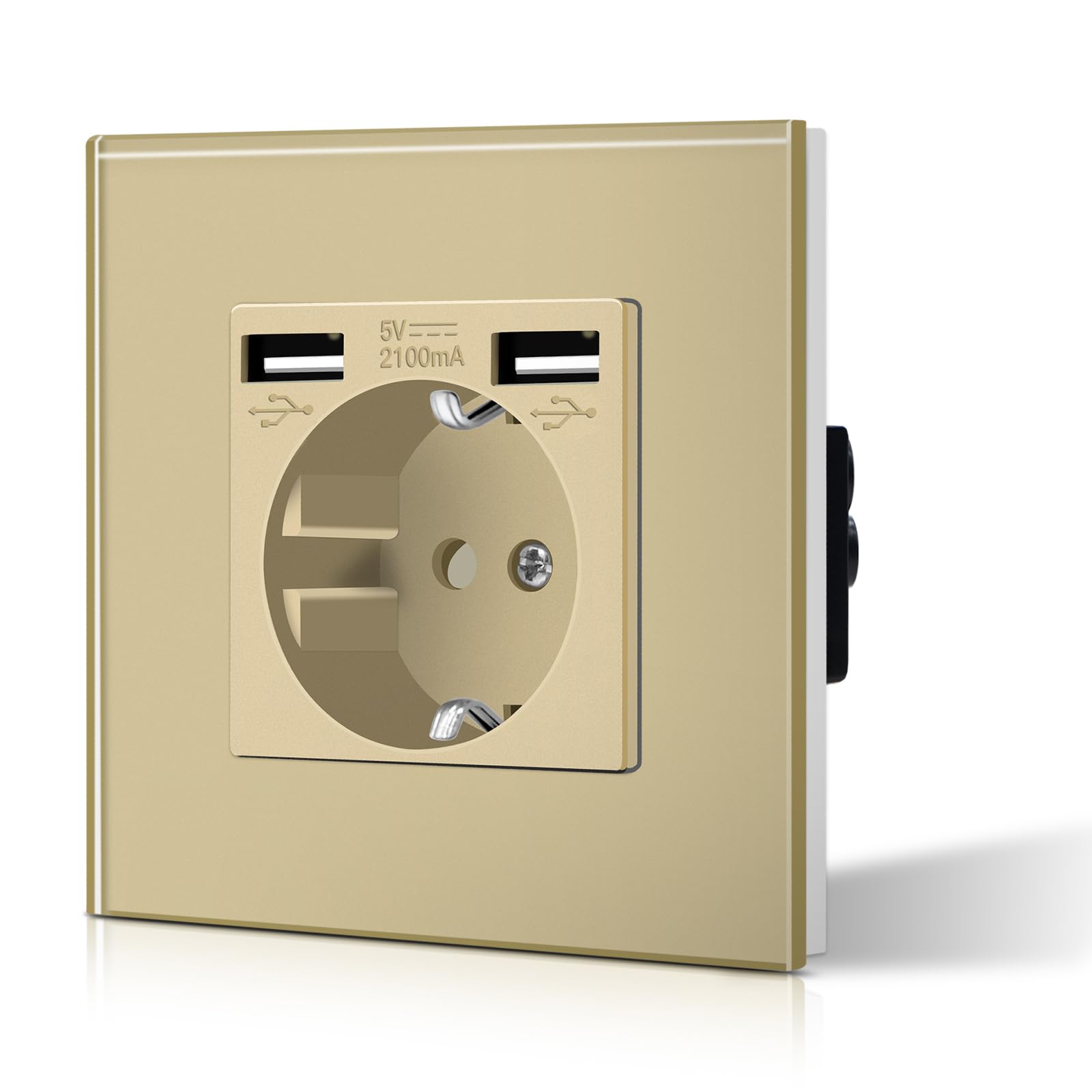 BSEED Enchufe de Pared con USB C,Enchufes Dobles Empotrados con Cristal,Toma de Corriente,Seguridad infantil,Fácil de Instalar,M Serie,2 Enchufes con USB y Tipo C,157mm Blanco — view 52