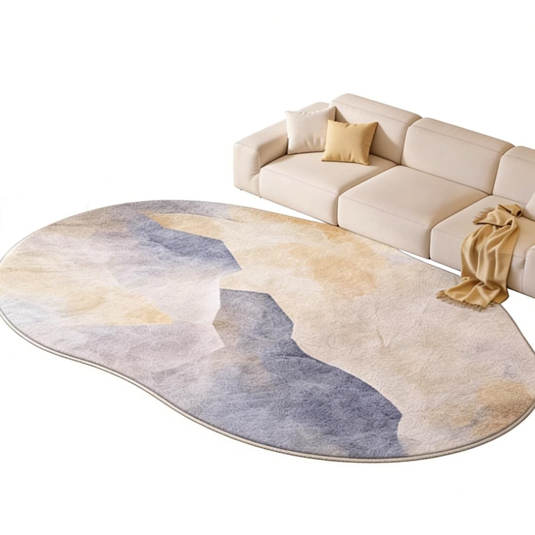 Tapis antidérapant motif marbre en imitation cachemire pour salon et chambre