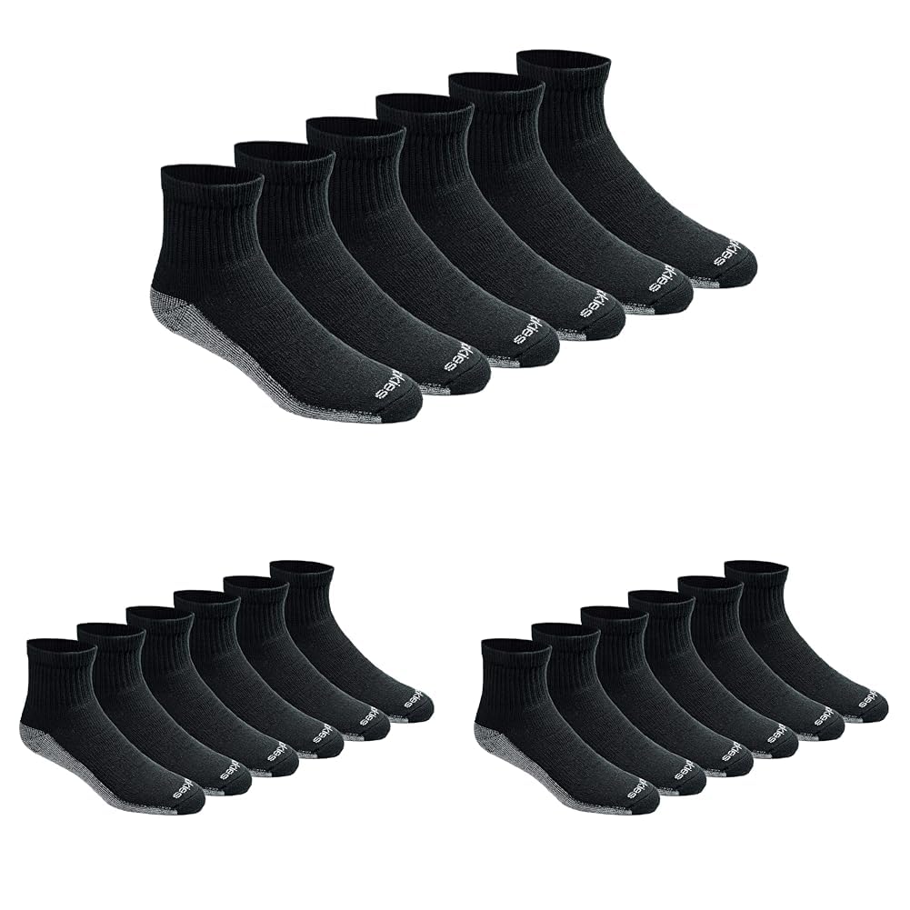 Dickies Men's Dri-Tech Moisture Control Quarter Socks, Available in M-XXL (6, 12, 18 Pairs), Black (6 Pairs), Large (Pack of 3)