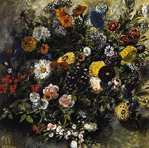 Bouquet de fleurs romantique Delacroix peinture à l'huile cadeau artistique unique