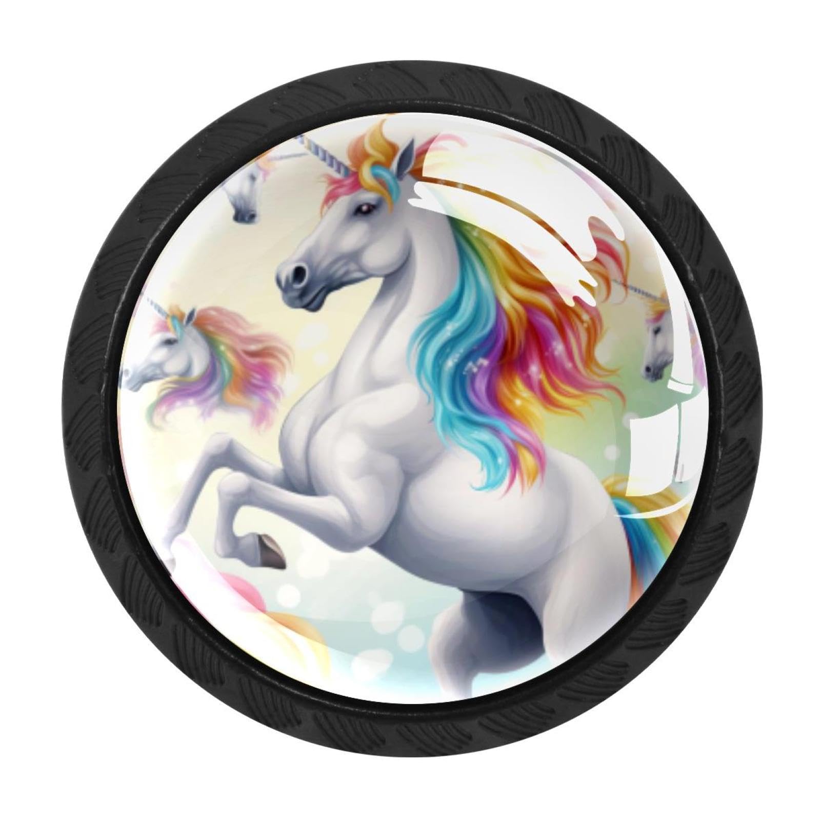 Chenzzzz Multicolored 16 4 Pack Rainbow Unicorn Kitchen Cabinet Knobs Drawer Knobs Dresser Knobs Matte Black Zinc Knobs Drawer Pulls Door Knobs Dresser Drawer Handles Knobs For Dresser Drawers