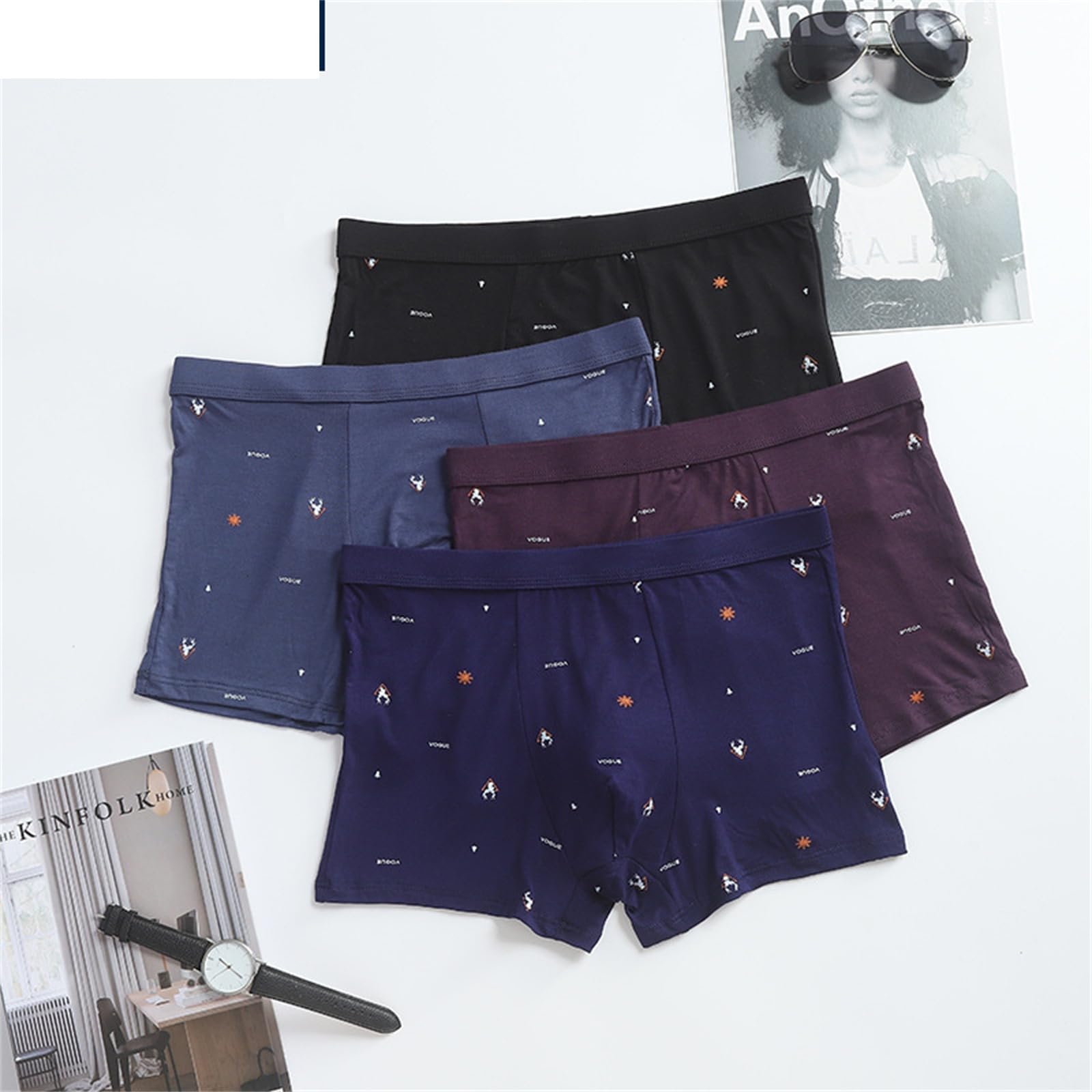 Boxer Uomo Boxer Modal da Uomo Comodo, Adatto alla Pelle, Traspirante E Semplice 4 Confezioni